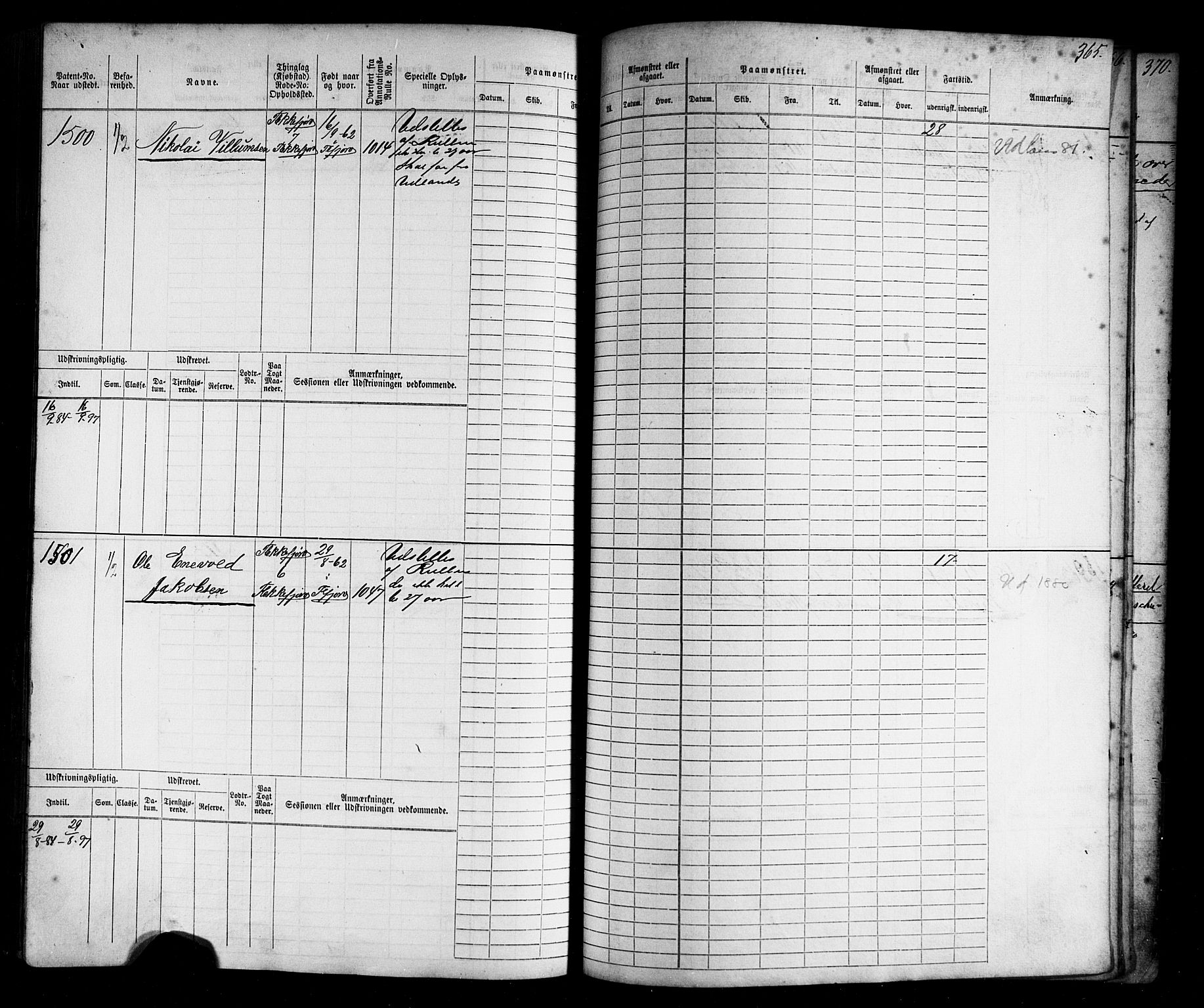 Flekkefjord mønstringskrets, AV/SAK-2031-0018/F/Fb/L0009: Hovedrulle nr 771-1533, Æ-6, 1868-1900, p. 397