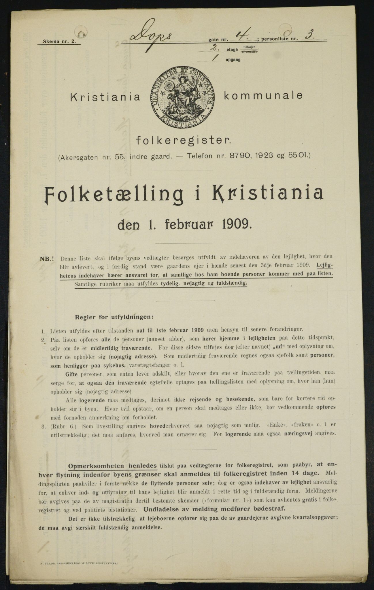 OBA, Municipal Census 1909 for Kristiania, 1909, p. 14504