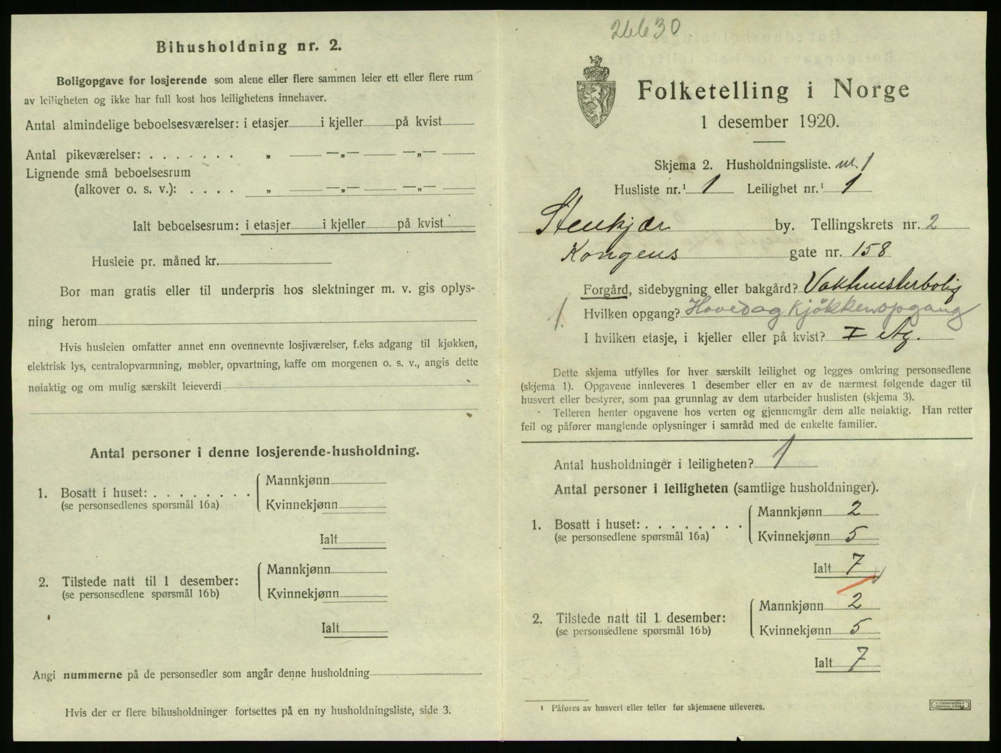 SAT, 1920 census for Steinkjer, 1920, p. 1440