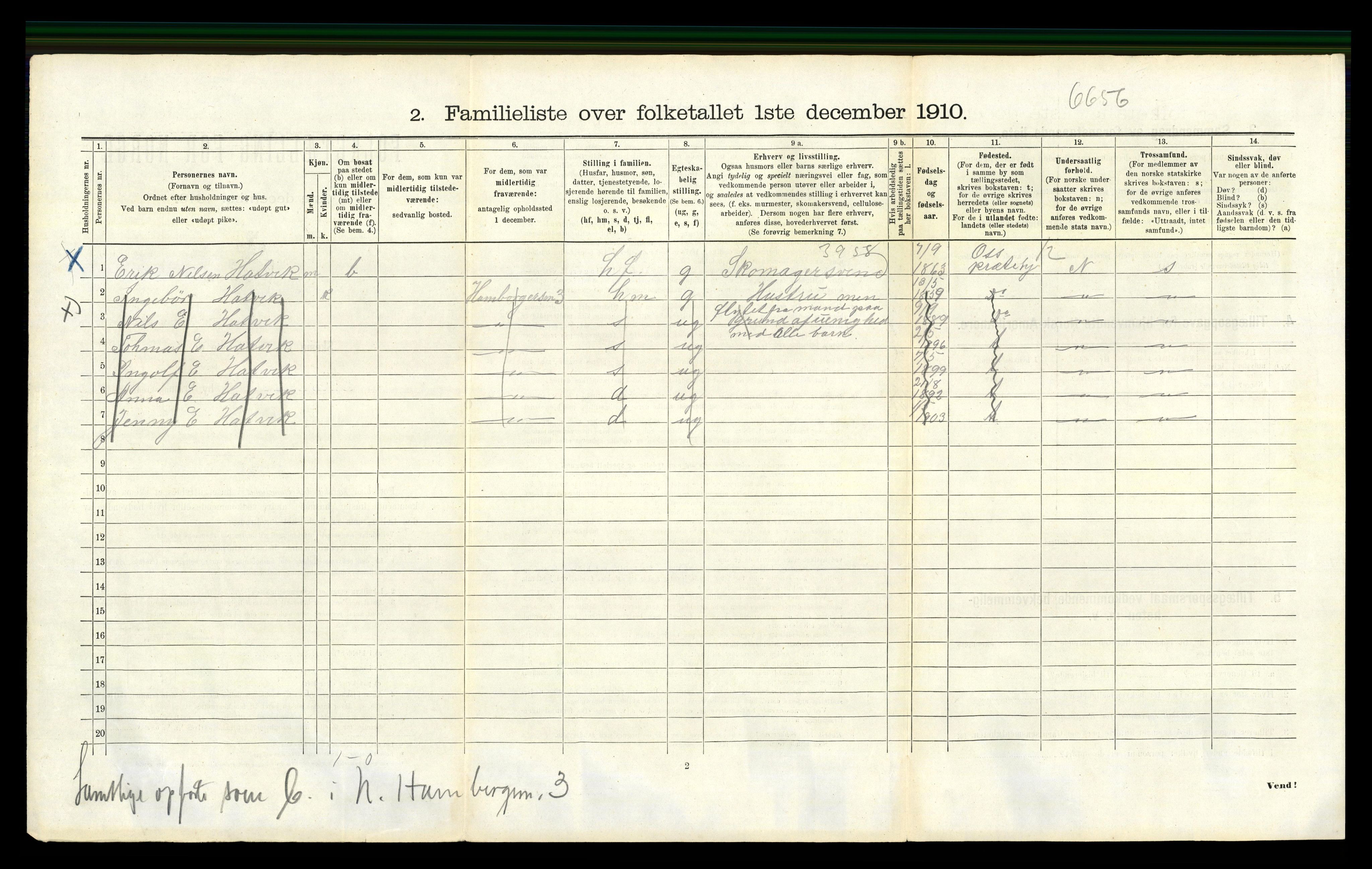 RA, 1910 census for Bergen, 1910, p. 33366