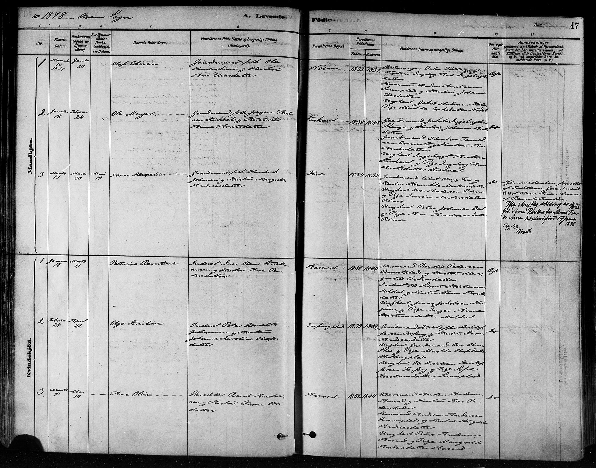 Ministerialprotokoller, klokkerbøker og fødselsregistre - Nord-Trøndelag, AV/SAT-A-1458/746/L0449: Parish register (official) no. 746A07 /2, 1878-1899, p. 47