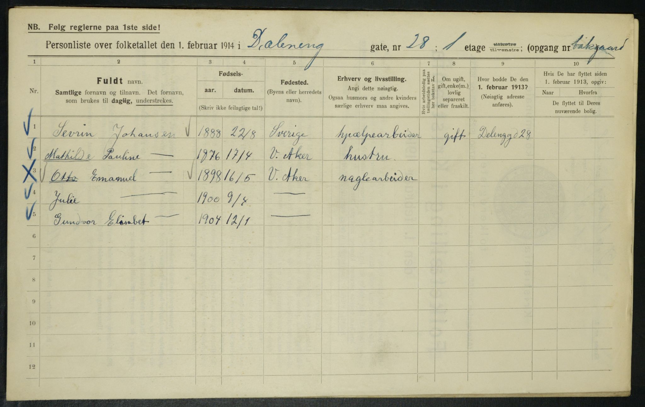 OBA, Municipal Census 1914 for Kristiania, 1914, p. 17745