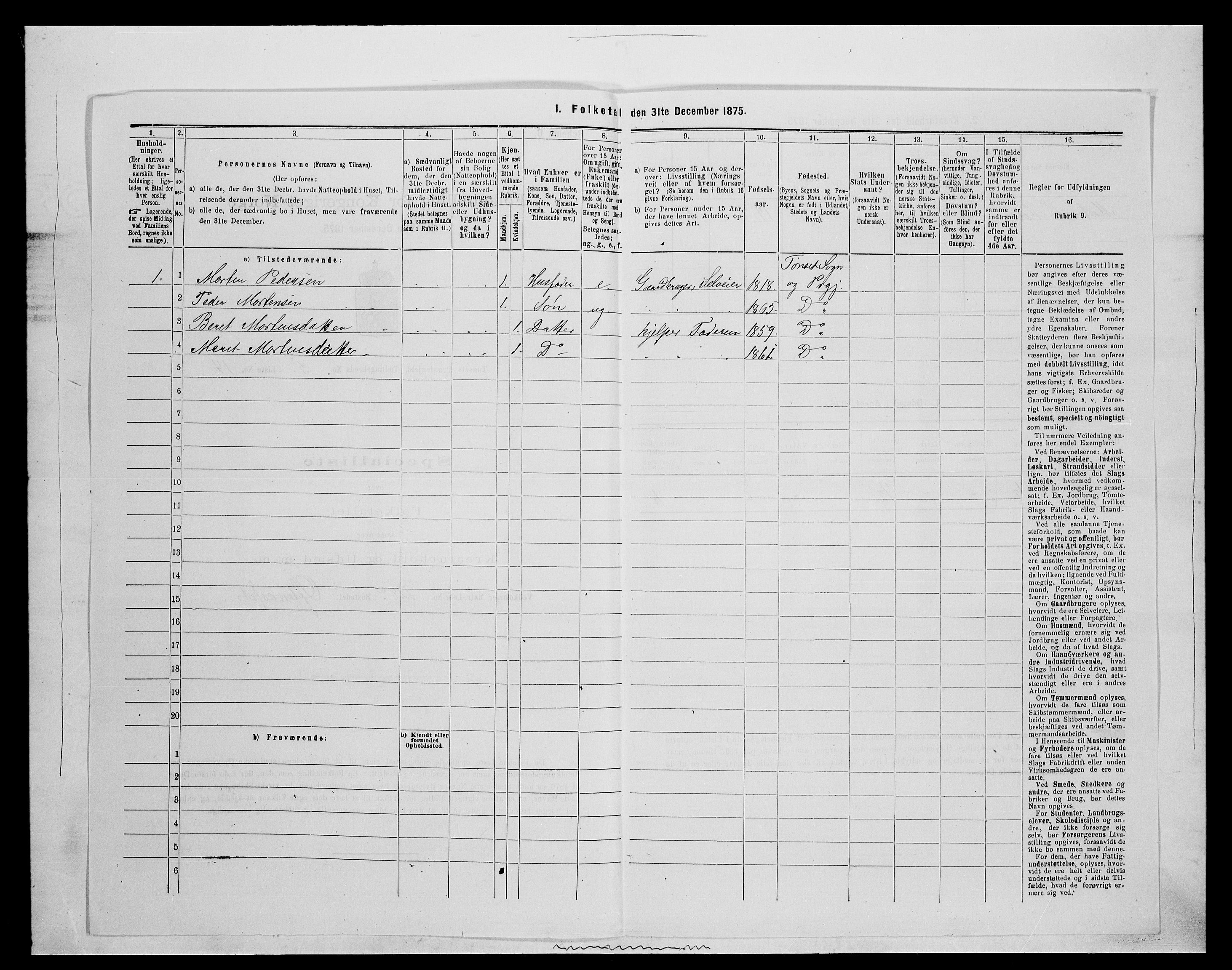 SAH, 1875 census for 0437P Tynset, 1875, p. 592