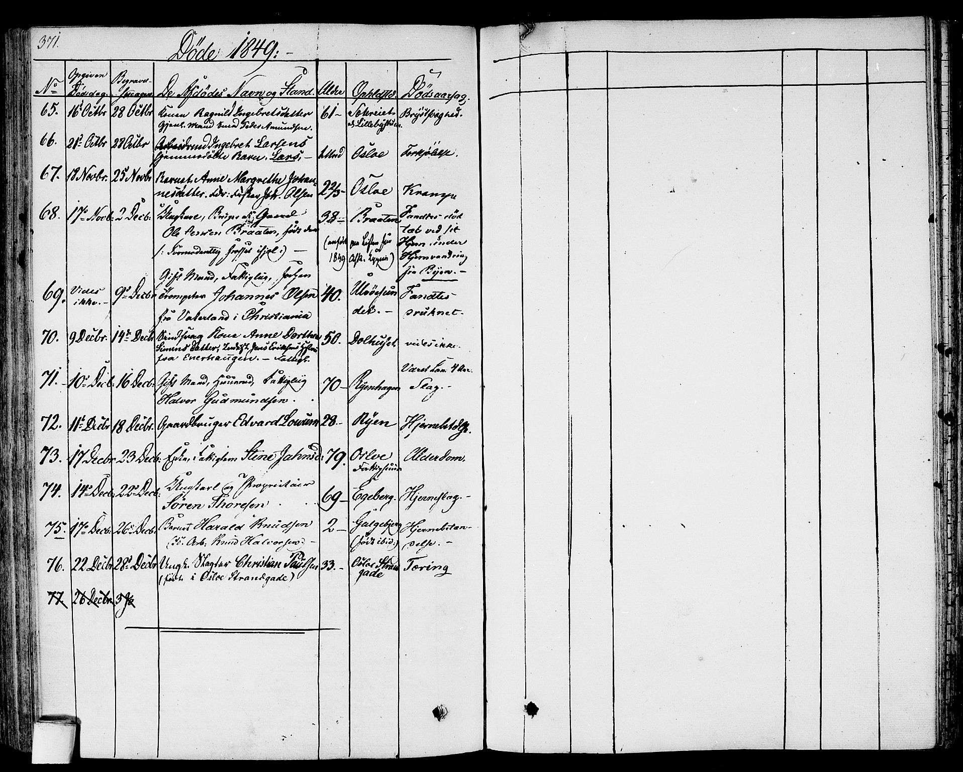 Gamlebyen prestekontor Kirkebøker, AV/SAO-A-10884/F/Fa/L0003: Parish register (official) no. 3, 1829-1849, p. 371