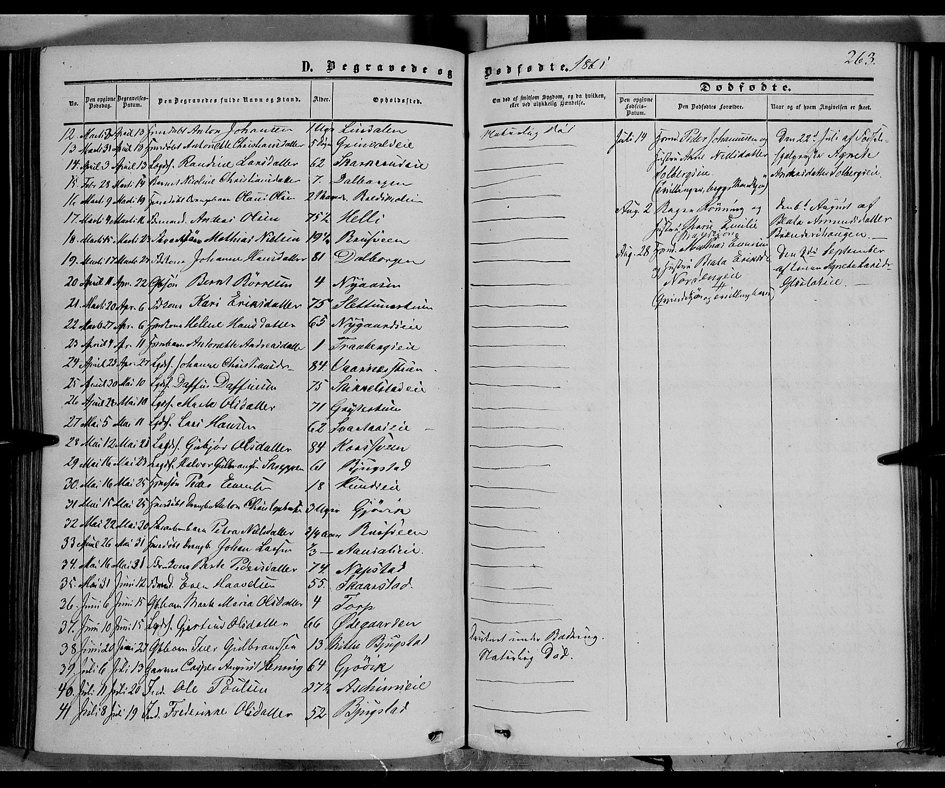 Vardal prestekontor, SAH/PREST-100/H/Ha/Haa/L0006: Parish register (official) no. 6, 1854-1866, p. 263