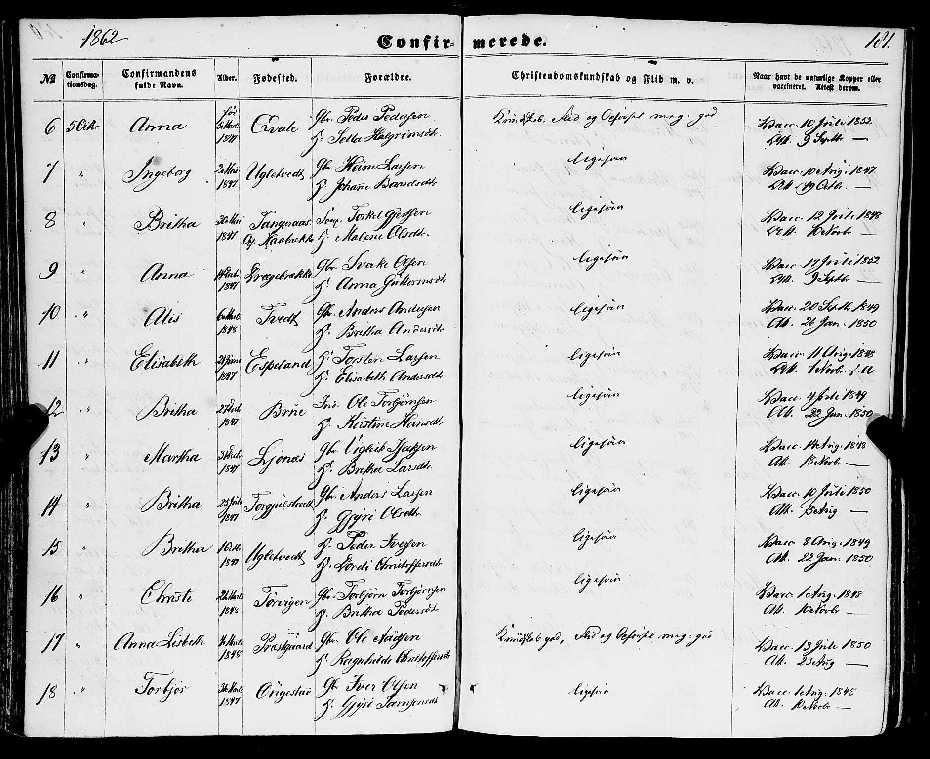 Strandebarm sokneprestembete, AV/SAB-A-78401/H/Haa: Parish register (official) no. A 8, 1858-1872, p. 181