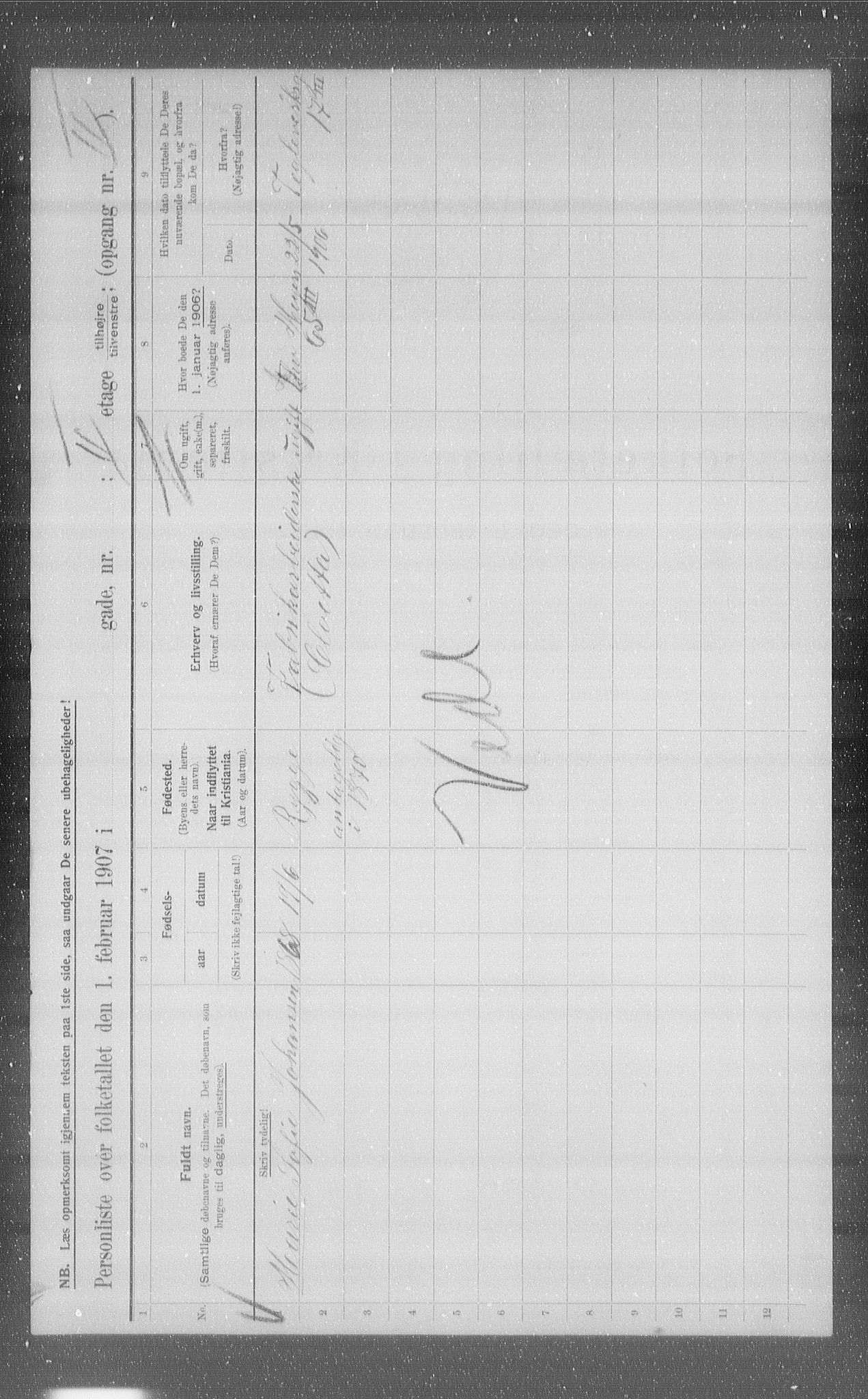 OBA, Municipal Census 1907 for Kristiania, 1907, p. 54710