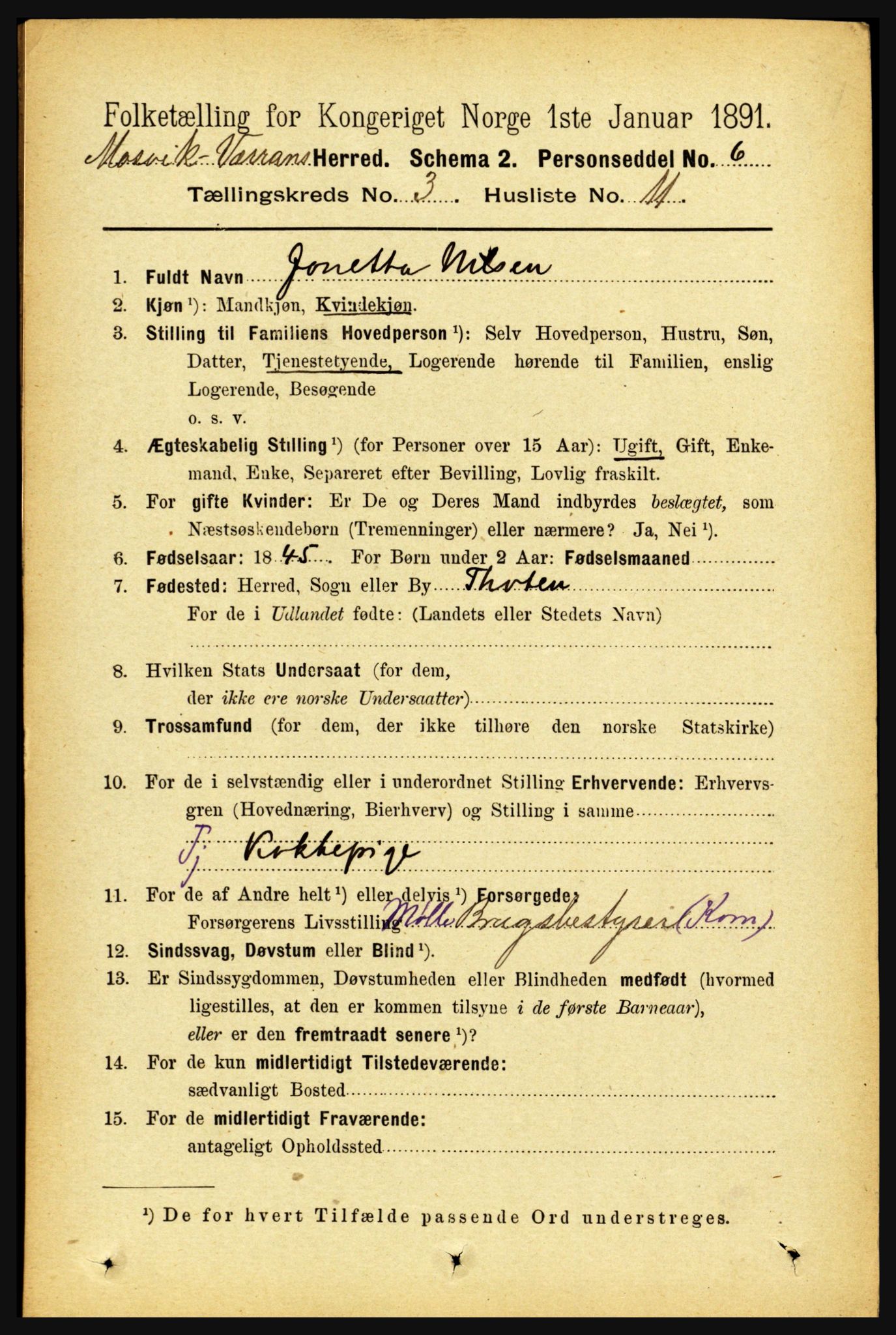 RA, 1891 census for 1723 Mosvik og Verran, 1891, p. 990