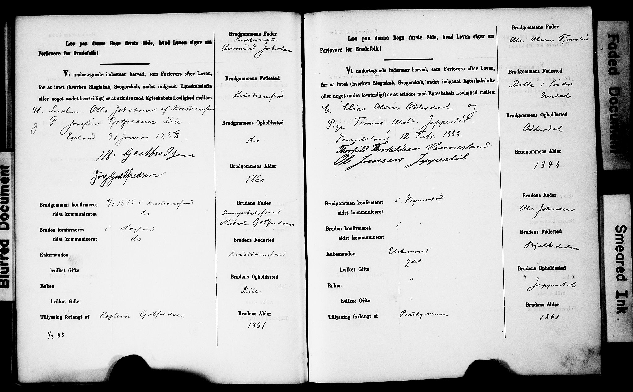 Vennesla sokneprestkontor, SAK/1111-0045/J/L0032/0003: Banns register no. II 5 1, 1886-1892, p. 18