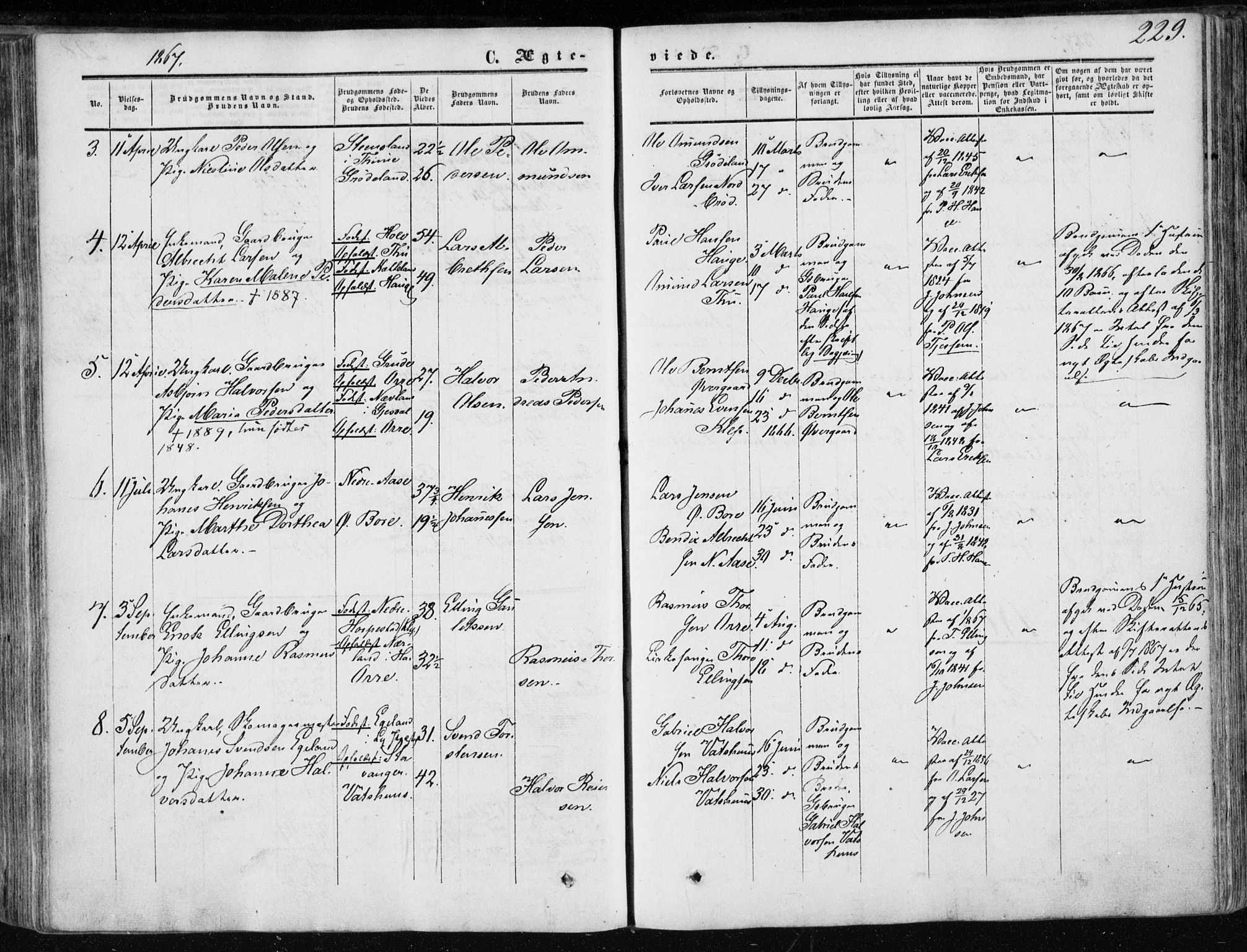 Klepp sokneprestkontor, AV/SAST-A-101803/001/3/30BA/L0005: Parish register (official) no. A 5, 1853-1870, p. 229