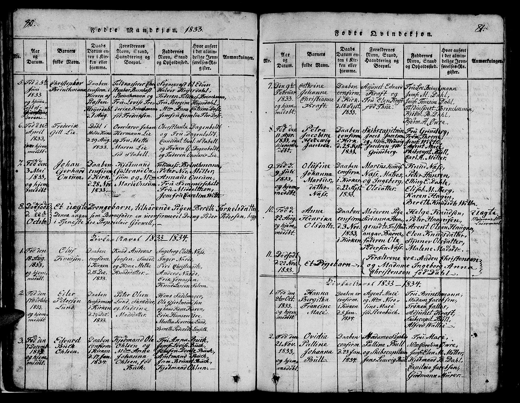 Ministerialprotokoller, klokkerbøker og fødselsregistre - Møre og Romsdal, SAT/A-1454/558/L0700: Parish register (copy) no. 558C01, 1818-1868, p. 80-81
