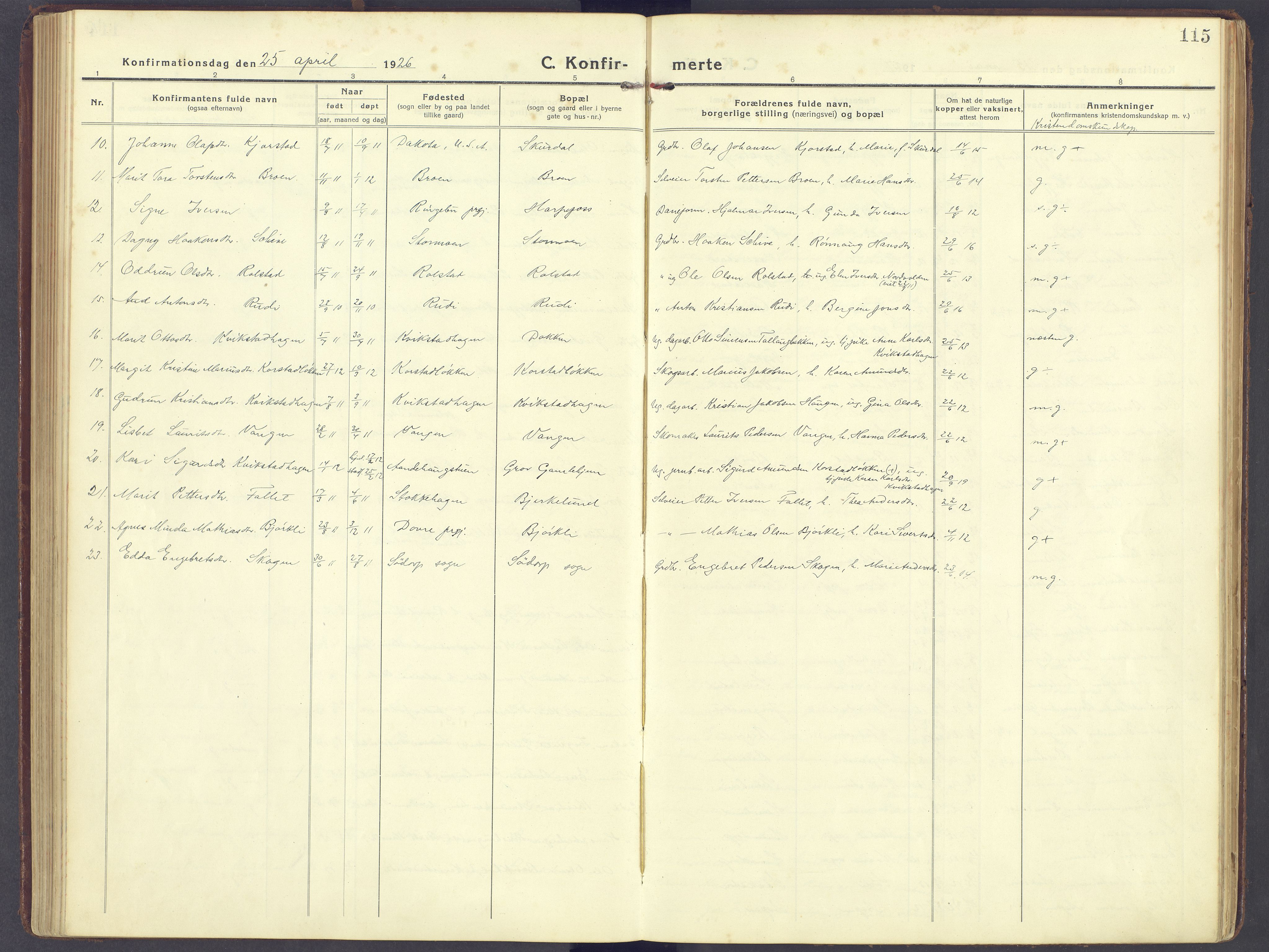 Sør-Fron prestekontor, AV/SAH-PREST-010/H/Ha/Haa/L0005: Parish register (official) no. 5, 1920-1933, p. 115