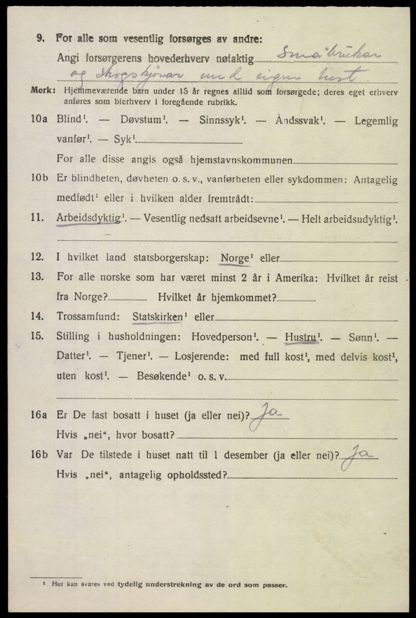 SAK, 1920 census for Vegårshei, 1920, p. 2935