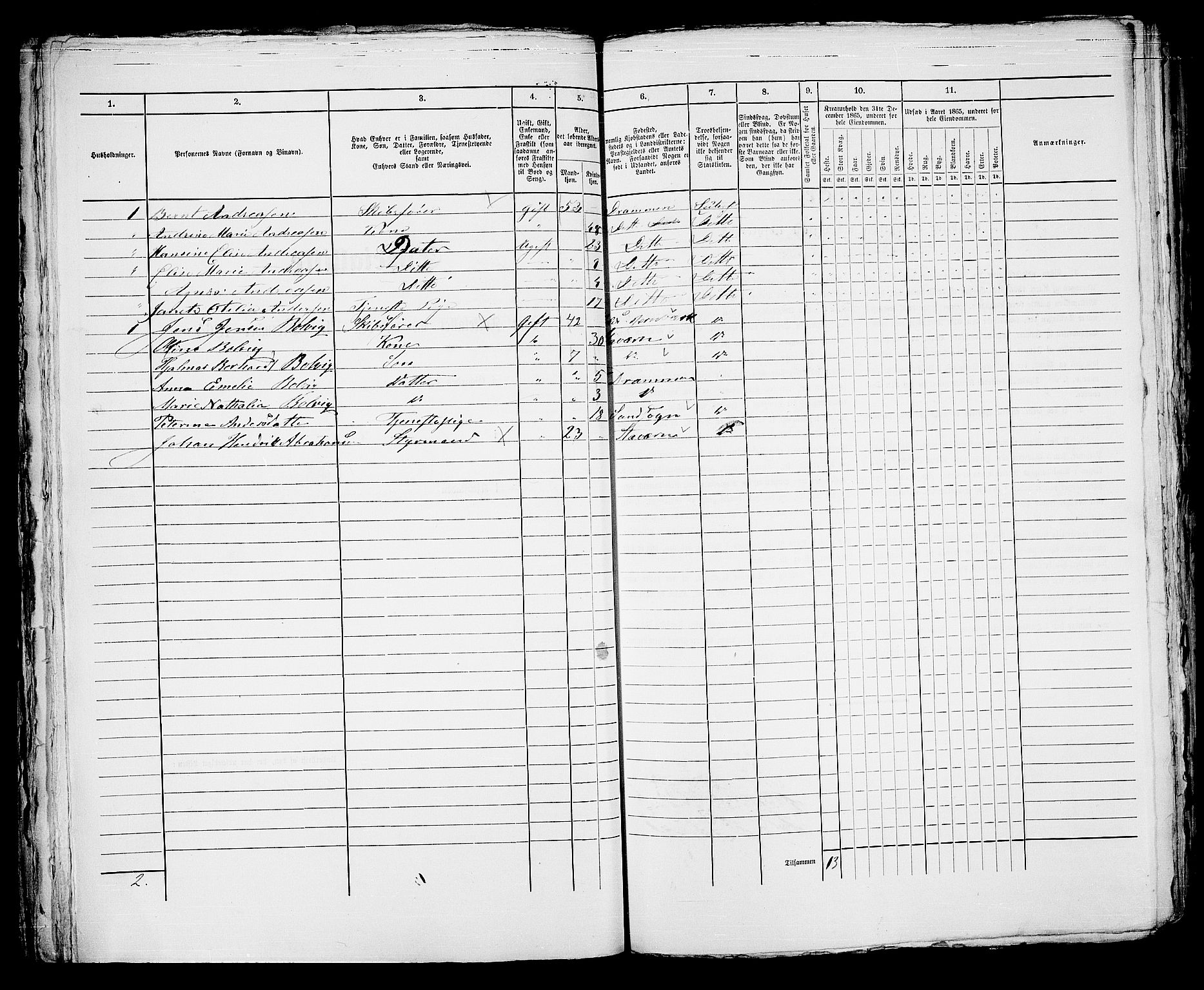 RA, 1865 census for Strømsø in Drammen, 1865, p. 712