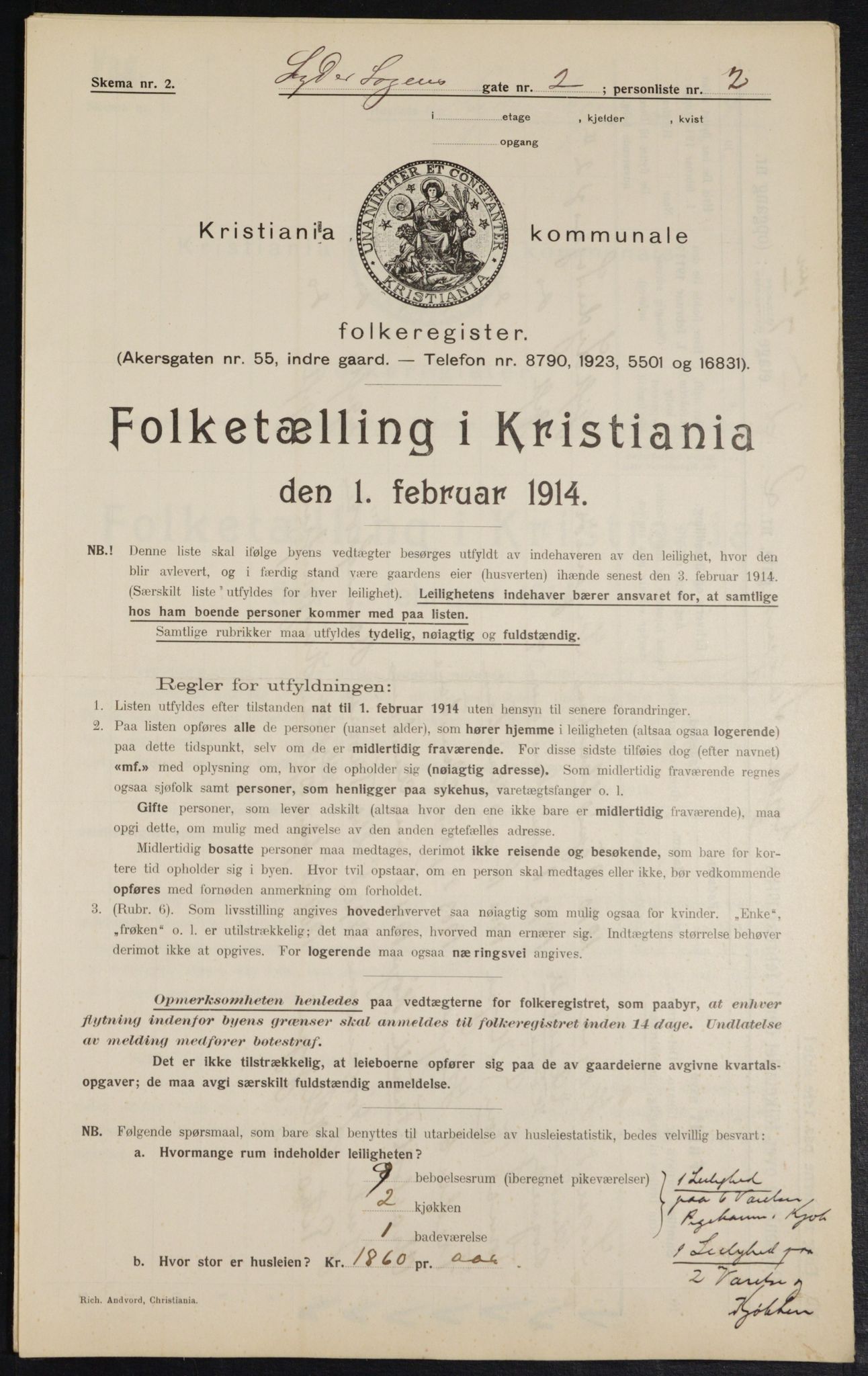 OBA, Municipal Census 1914 for Kristiania, 1914, p. 58380
