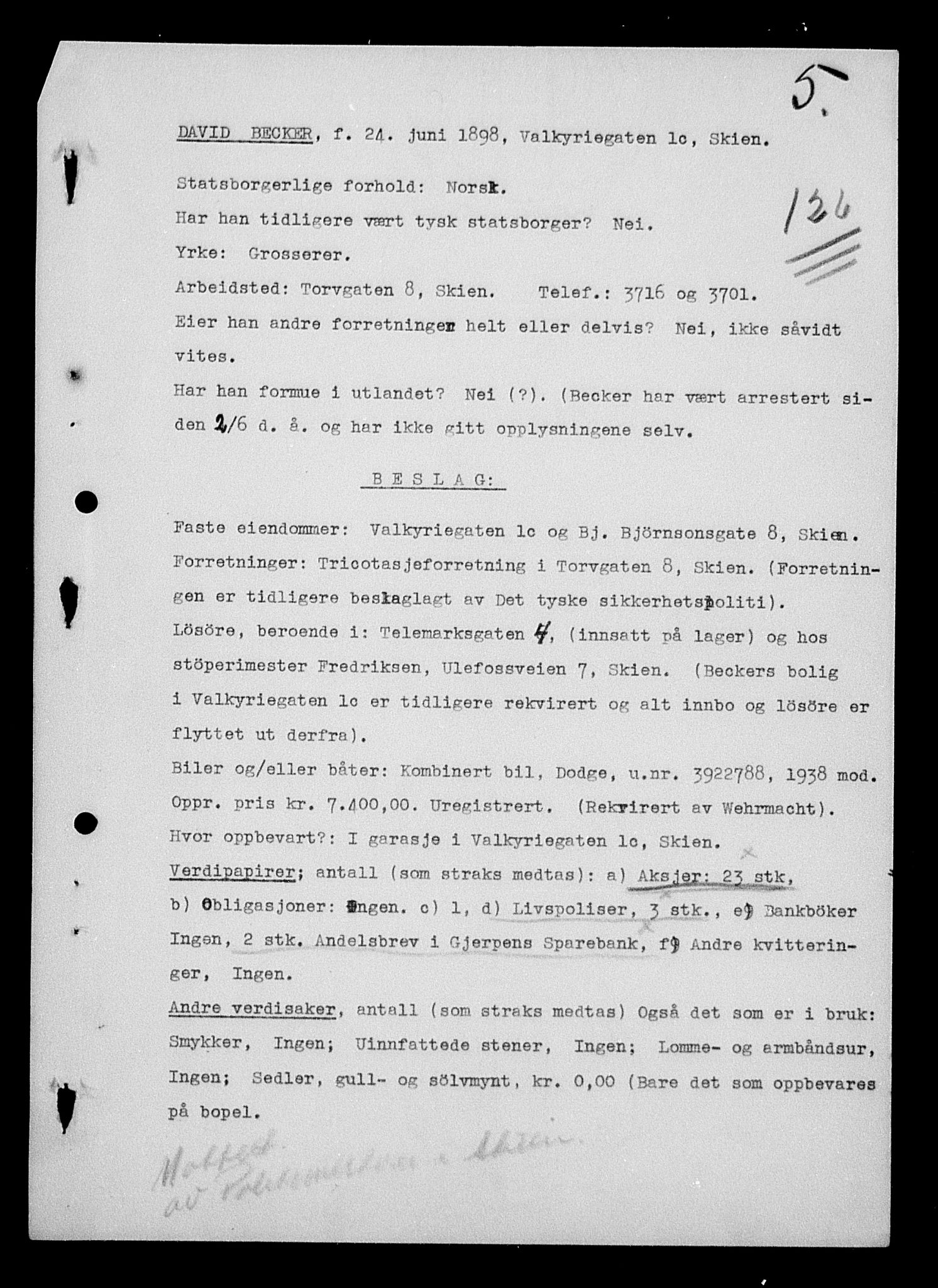 Justisdepartementet, Tilbakeføringskontoret for inndratte formuer, AV/RA-S-1564/H/Hc/Hcd/L0989: --, 1945-1947, p. 539