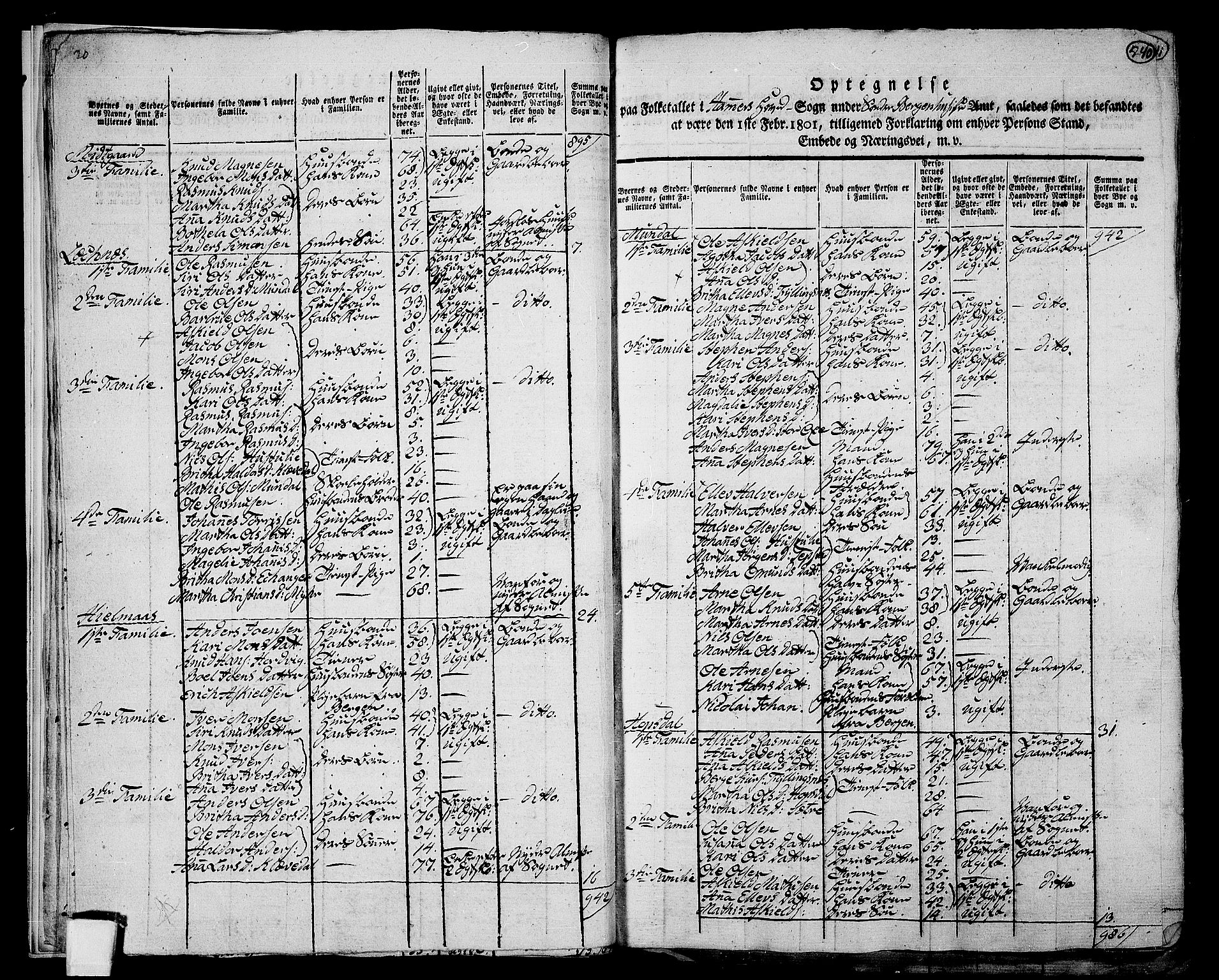 RA, 1801 census for 1254P Hamre, 1801, p. 539b-540a