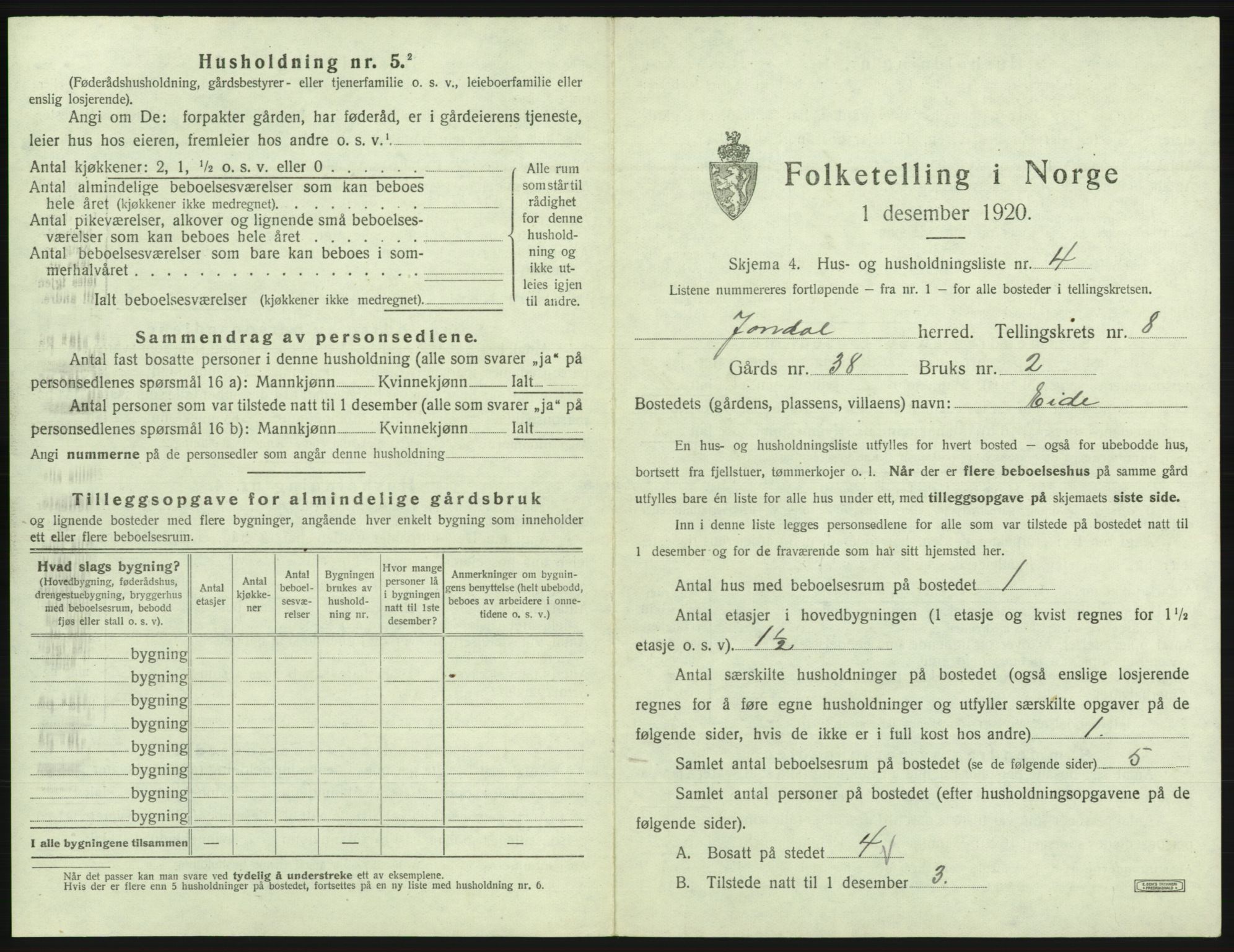 SAB, 1920 census for Jondal, 1920, p. 686