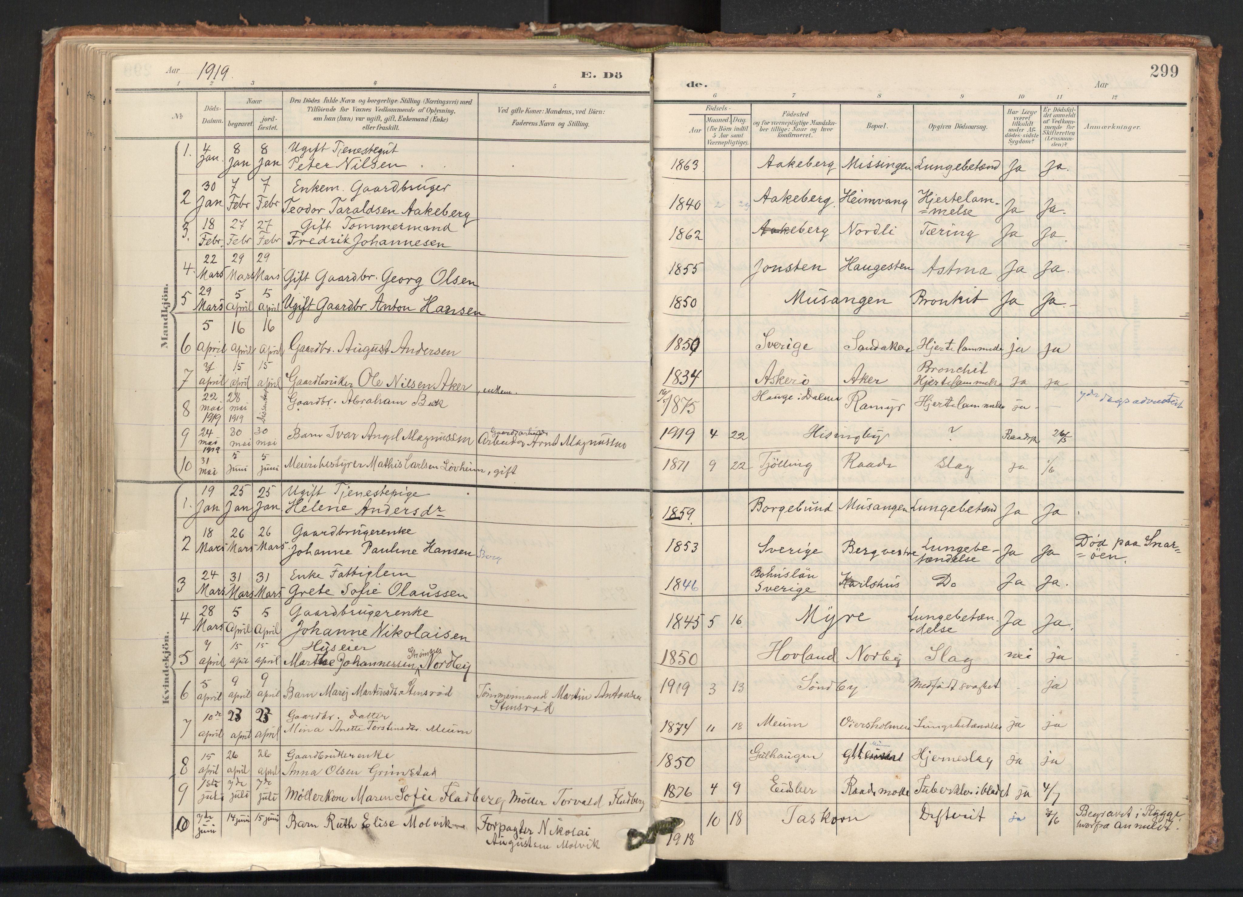 Råde prestekontor kirkebøker, AV/SAO-A-2009/F/Fa/L0008: Parish register (official) no. 8, 1903-1924, p. 299