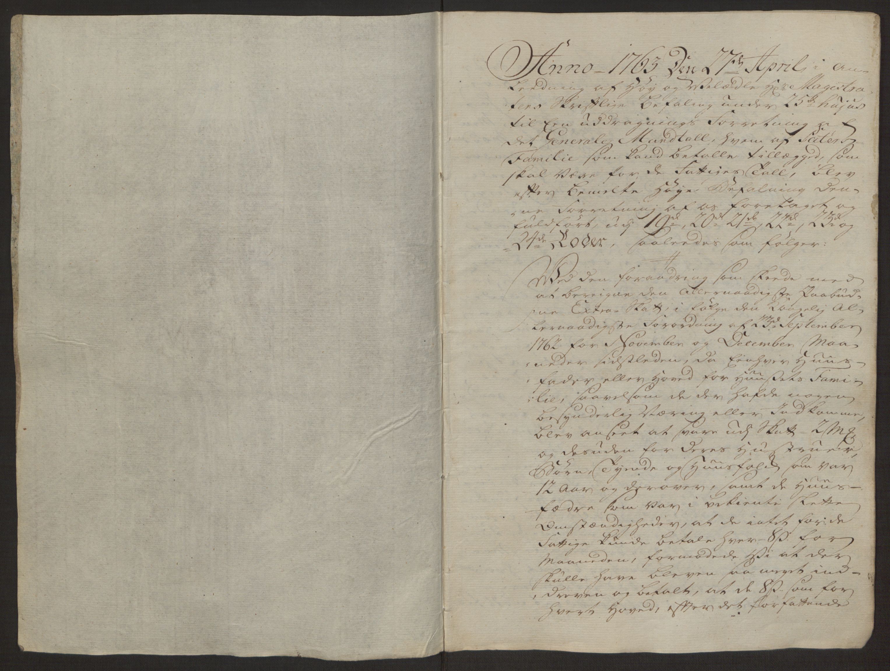 Rentekammeret inntil 1814, Reviderte regnskaper, Byregnskaper, RA/EA-4066/R/Rp/L0366/0001: [P20] Kontribusjonsregnskap / Ekstraskatt, 1763, p. 188