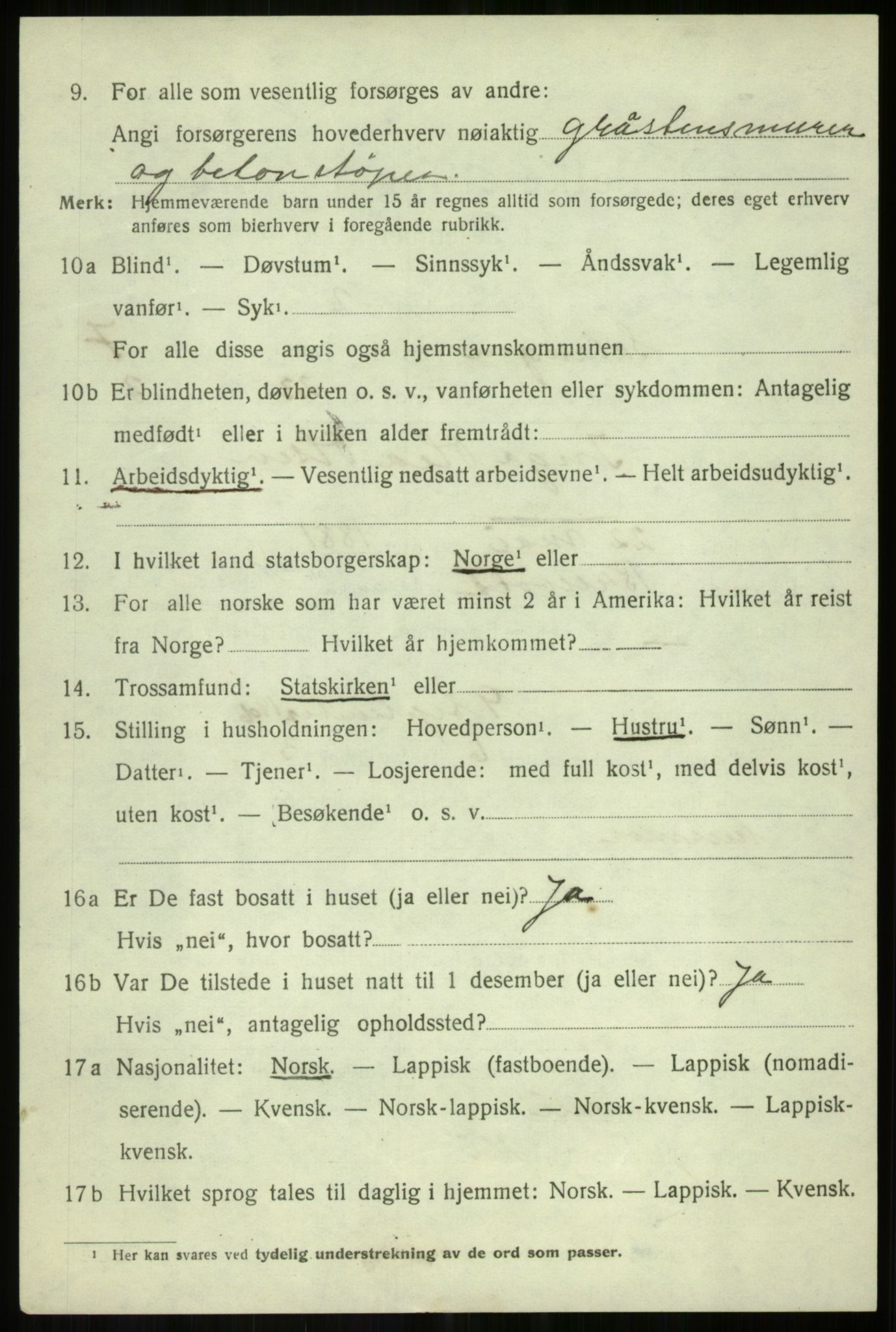 SATØ, 1920 census for Salangen, 1920, p. 4599