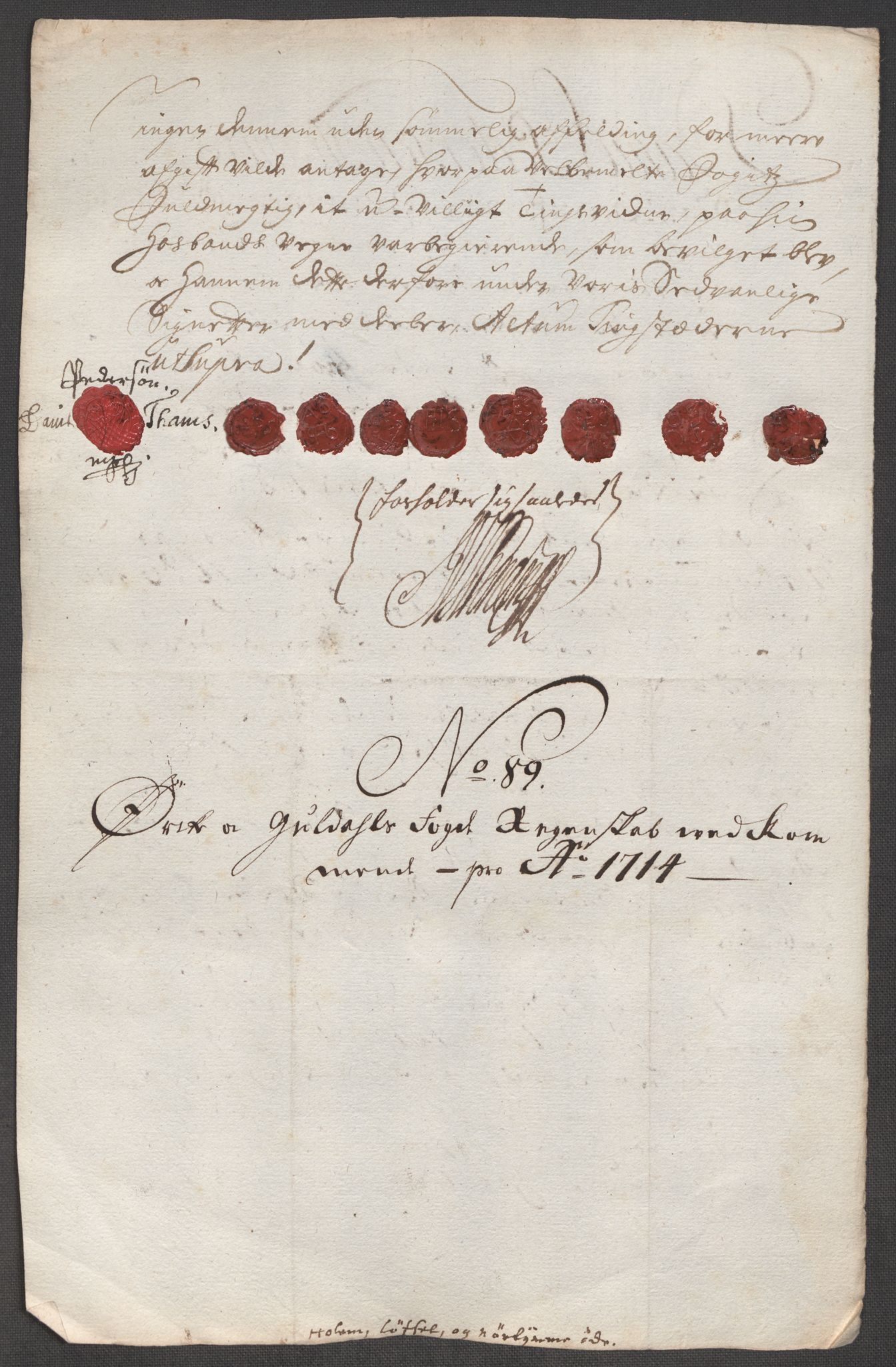 Rentekammeret inntil 1814, Reviderte regnskaper, Fogderegnskap, RA/EA-4092/R60/L3965: Fogderegnskap Orkdal og Gauldal, 1714, p. 522