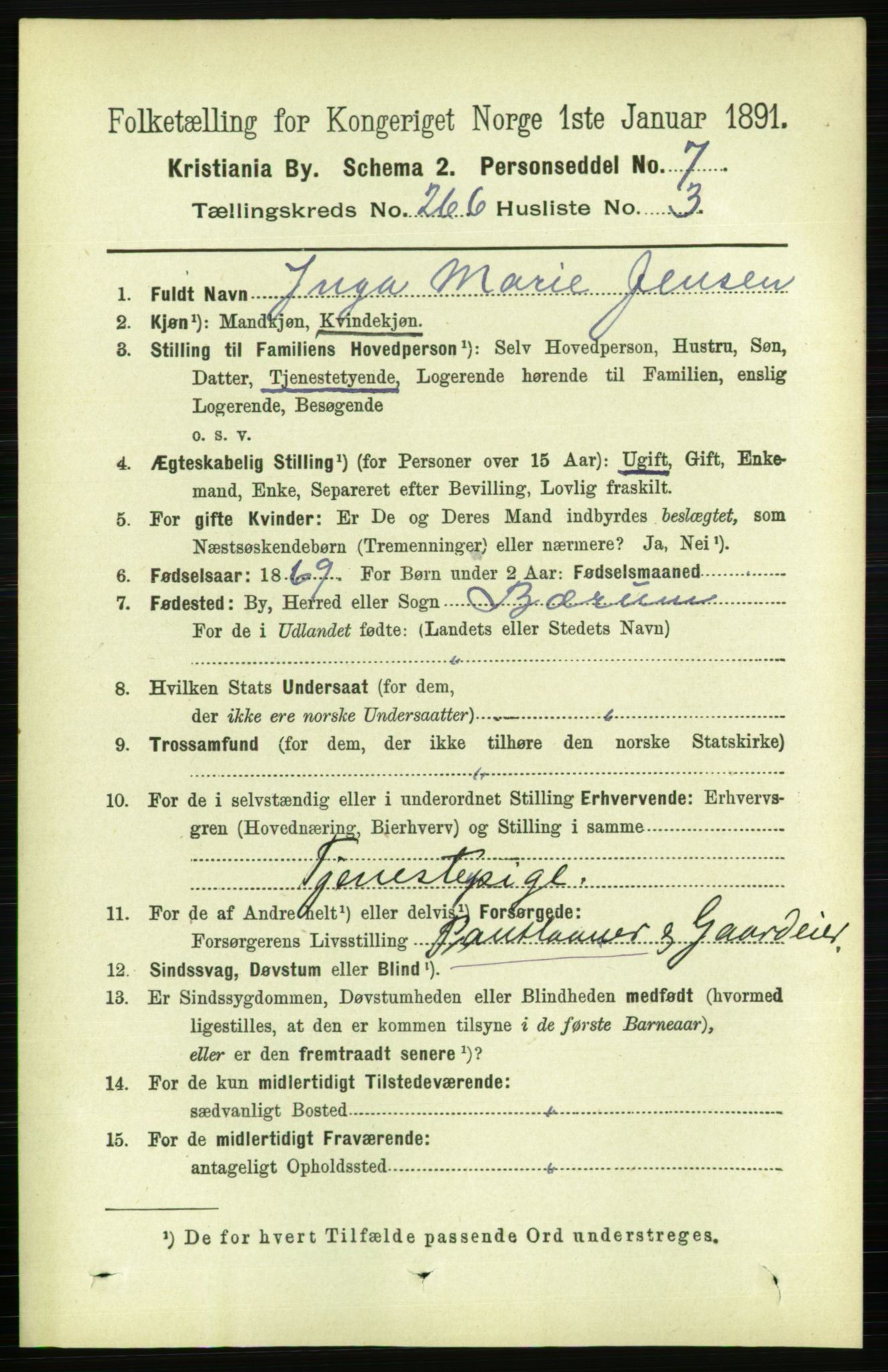 RA, 1891 census for 0301 Kristiania, 1891, p. 161222