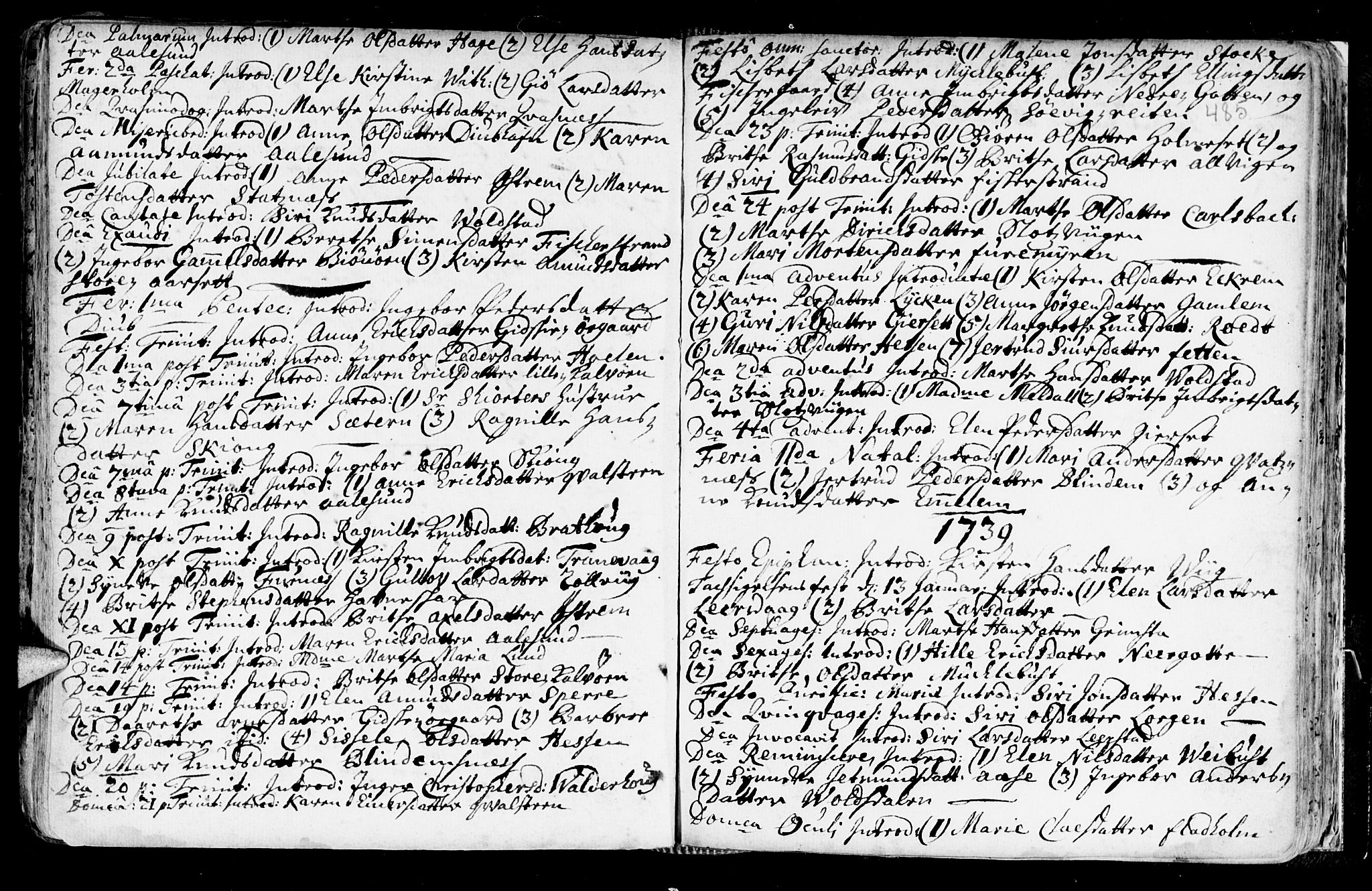 Ministerialprotokoller, klokkerbøker og fødselsregistre - Møre og Romsdal, SAT/A-1454/528/L0390: Parish register (official) no. 528A01, 1698-1739, p. 484-485