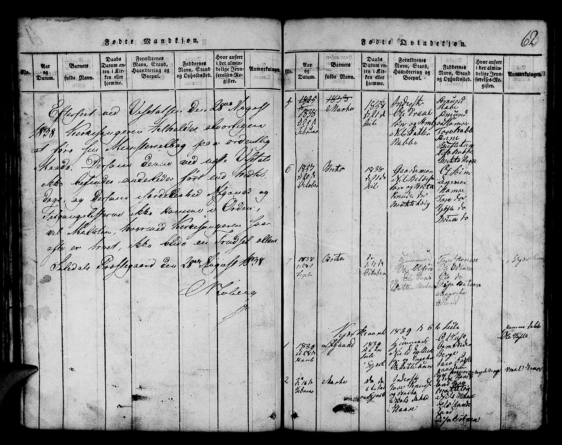 Røldal sokneprestembete, SAB/A-100247: Parish register (copy) no. A 1, 1817-1860, p. 62