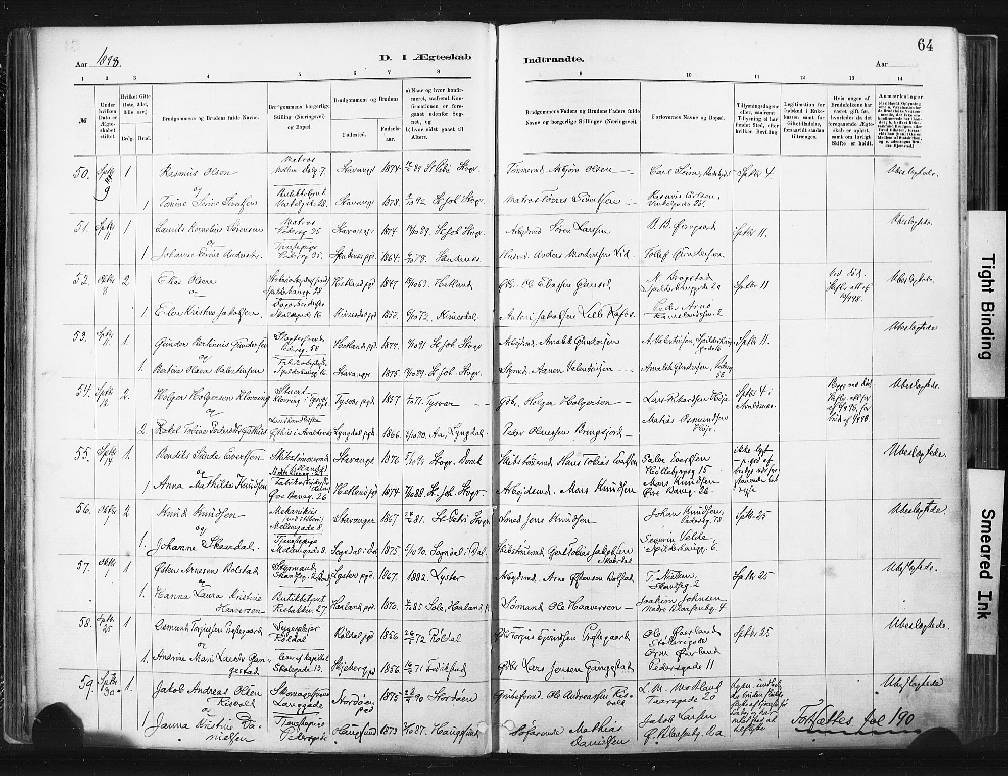 St. Johannes sokneprestkontor, AV/SAST-A-101814/001/30/30BA/L0003: Parish register (official) no. A 3, 1885-1910, p. 64