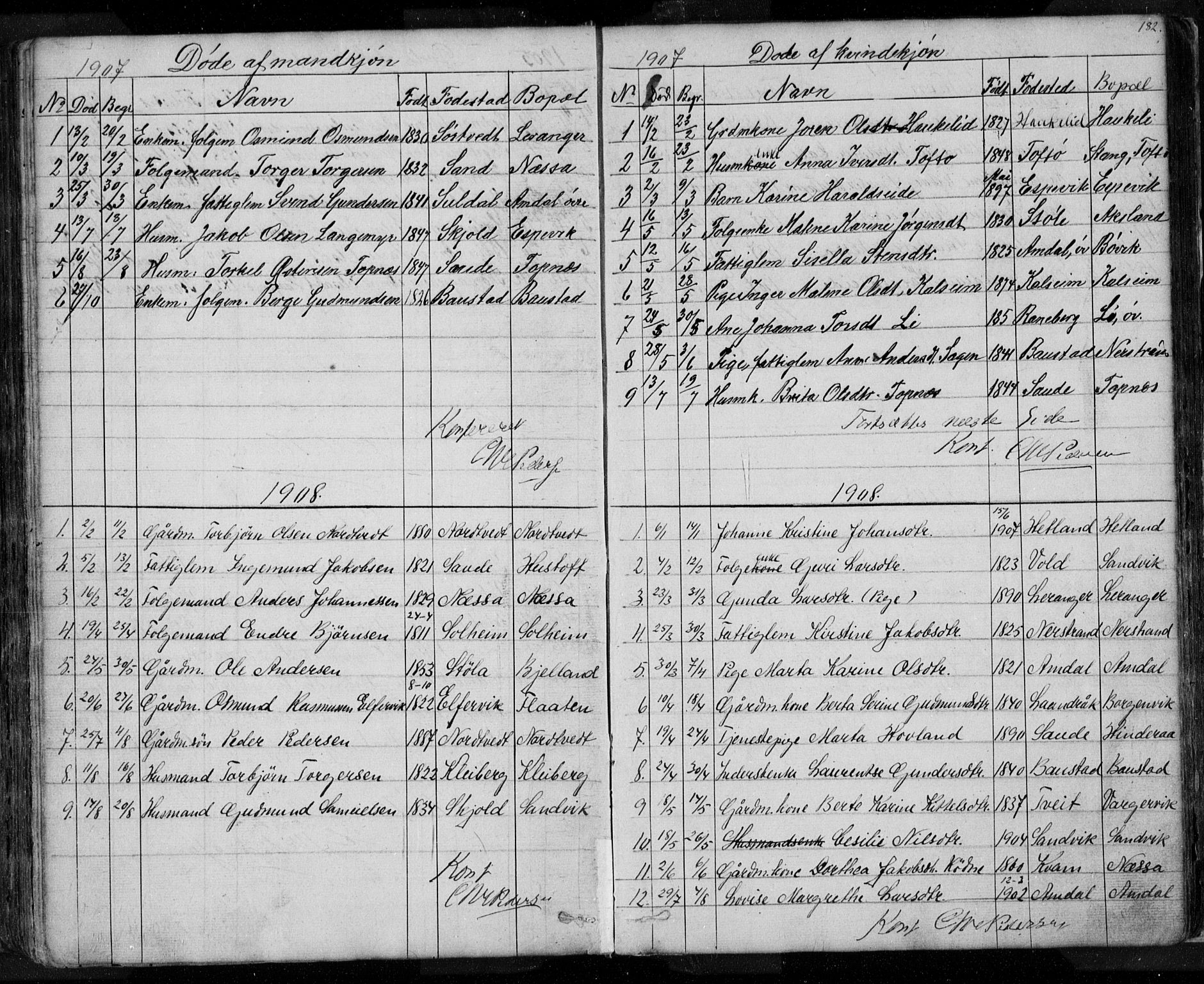 Nedstrand sokneprestkontor, SAST/A-101841/01/V: Parish register (copy) no. B 3, 1848-1933, p. 182