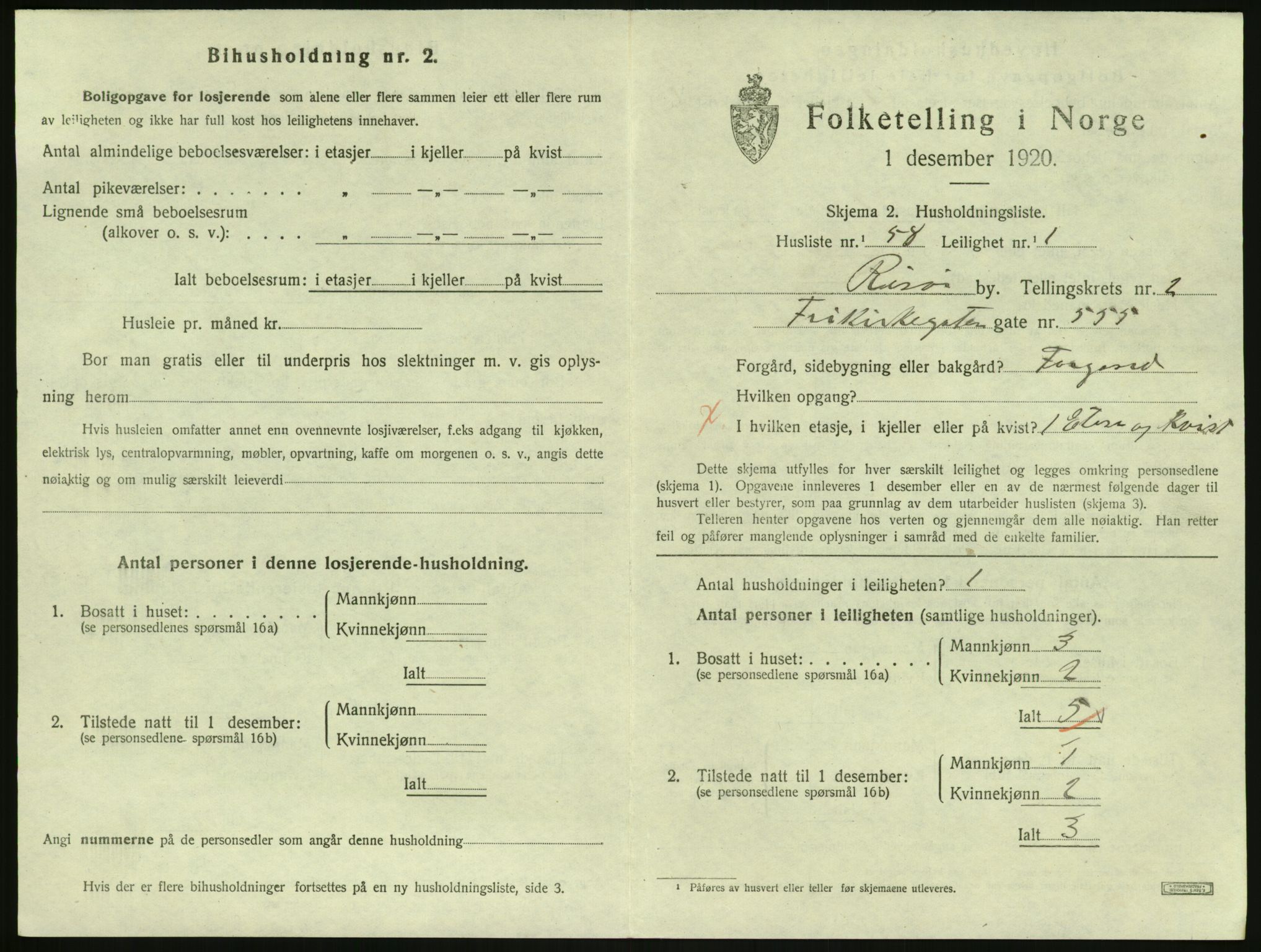 SAK, 1920 census for Risør, 1920, p. 2121