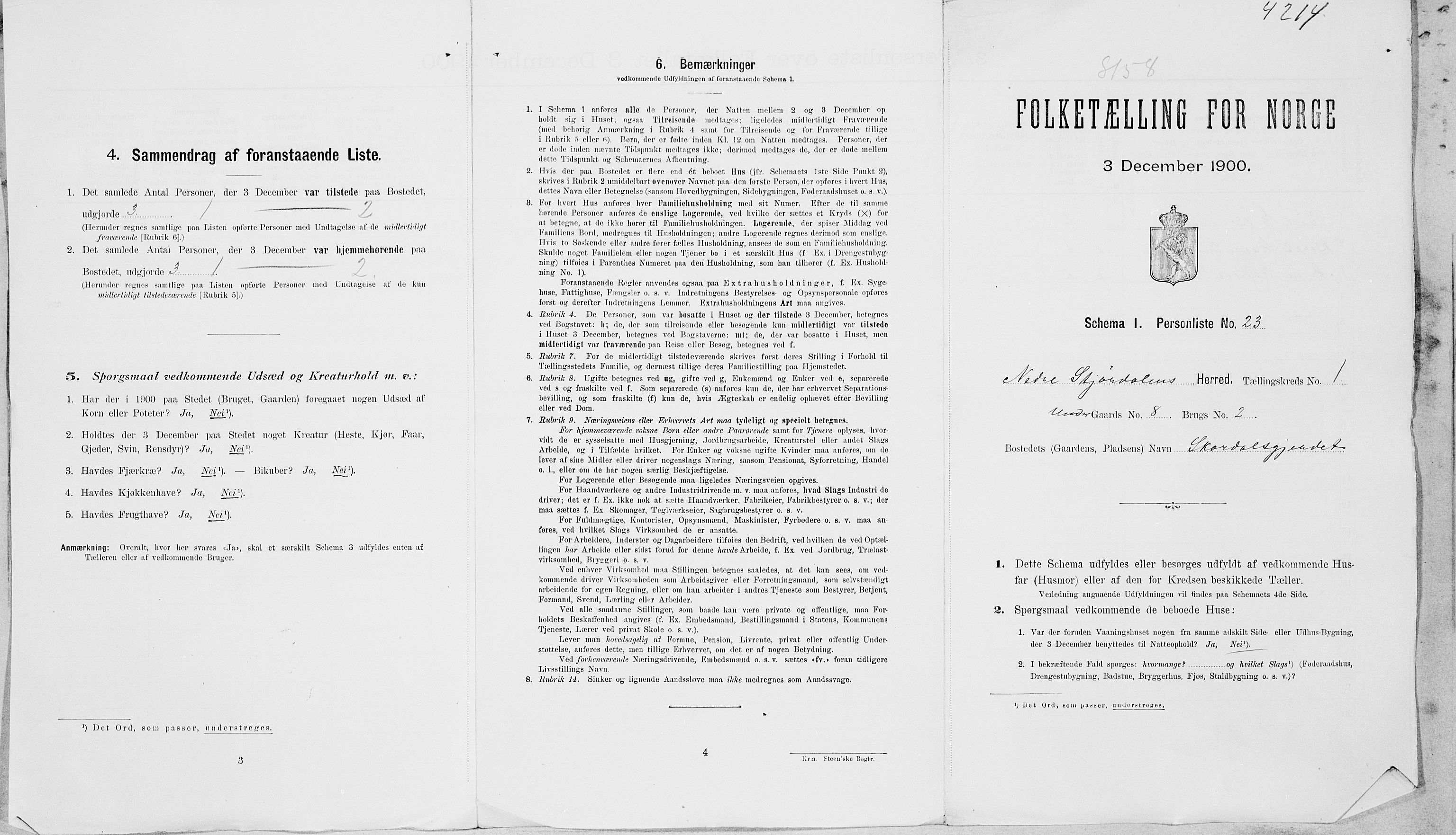 SAT, 1900 census for Nedre Stjørdal, 1900, p. 49