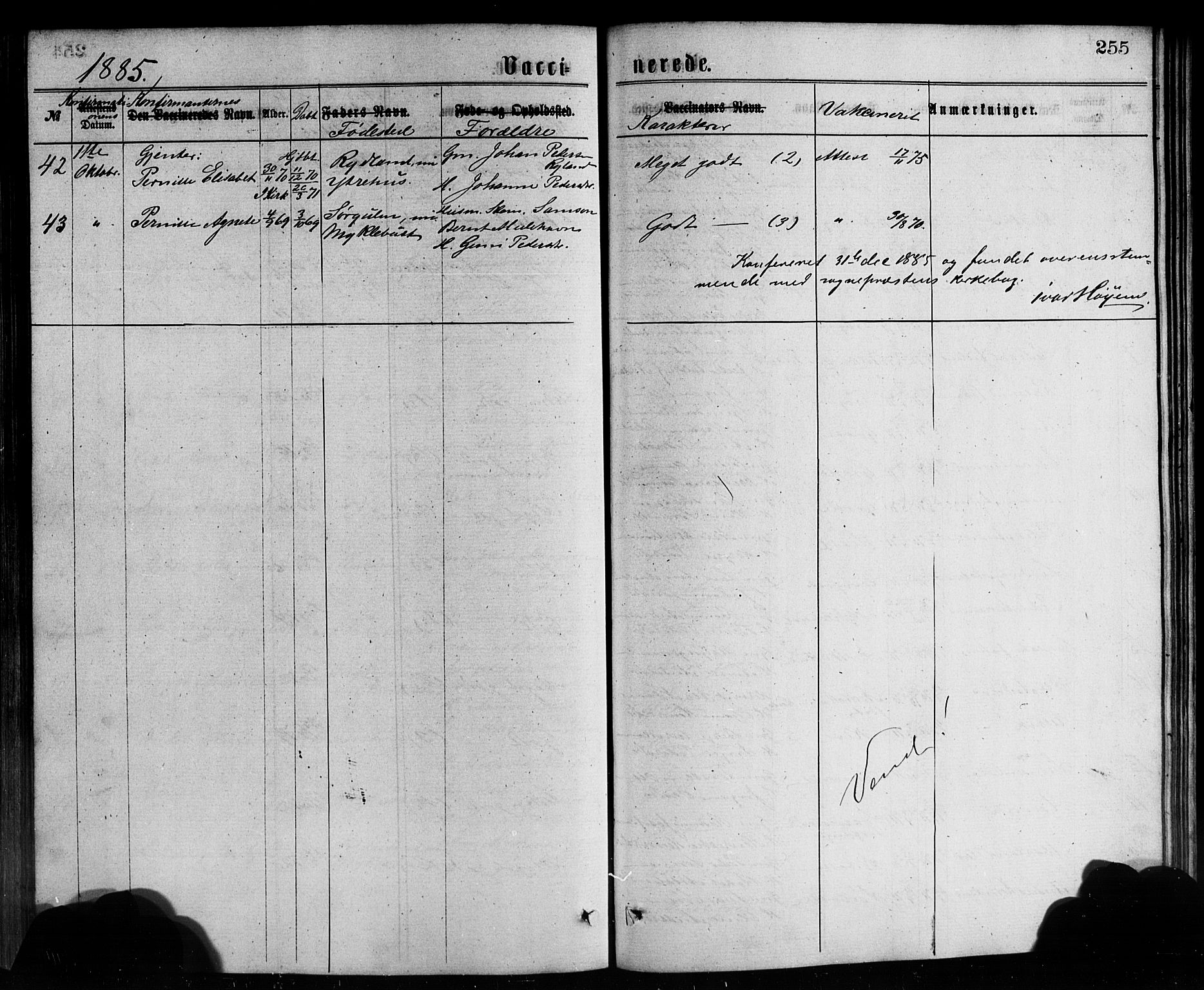 Bremanger sokneprestembete, AV/SAB-A-82201/H/Hab/Haba/L0002: Parish register (copy) no. A 2, 1866-1889, p. 255
