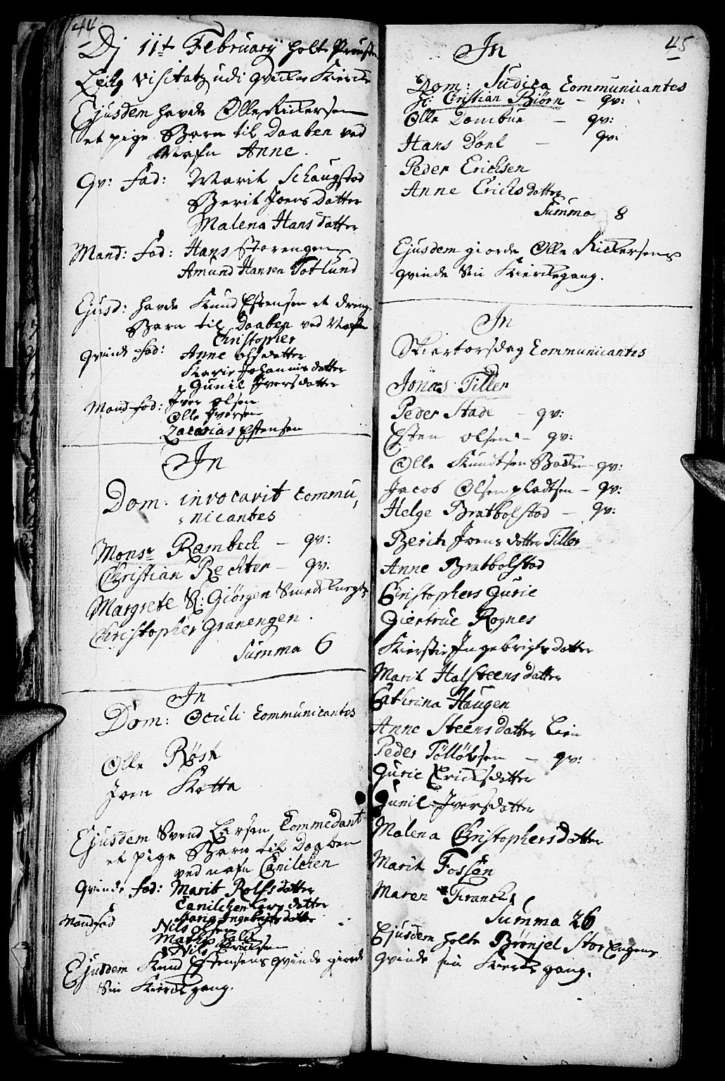 Kvikne prestekontor, SAH/PREST-064/H/Ha/Haa/L0001: Parish register (official) no. 1, 1740-1756, p. 44-45