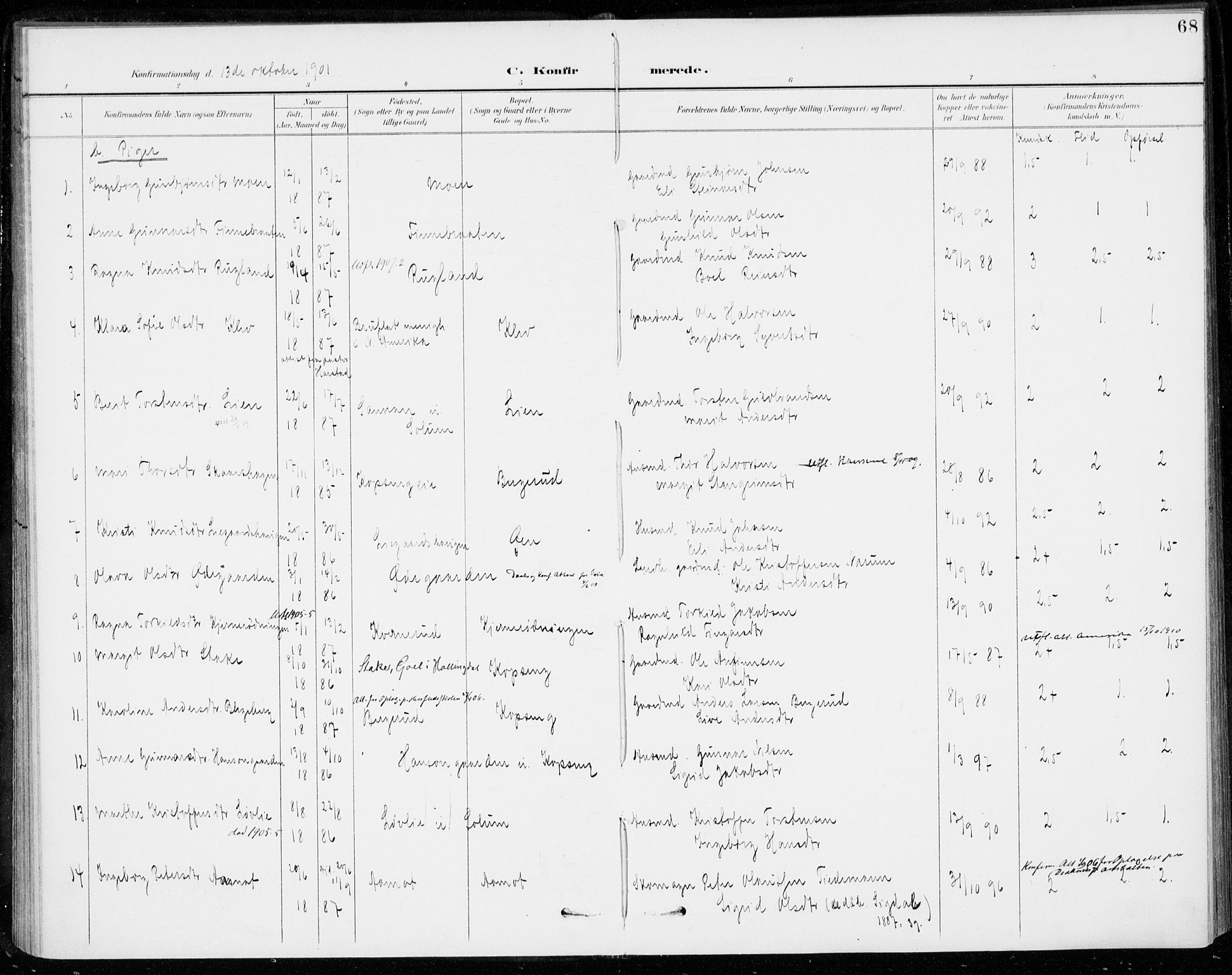 Sigdal kirkebøker, SAKO/A-245/F/Fc/L0002: Parish register (official) no. III 2, 1894-1911, p. 68