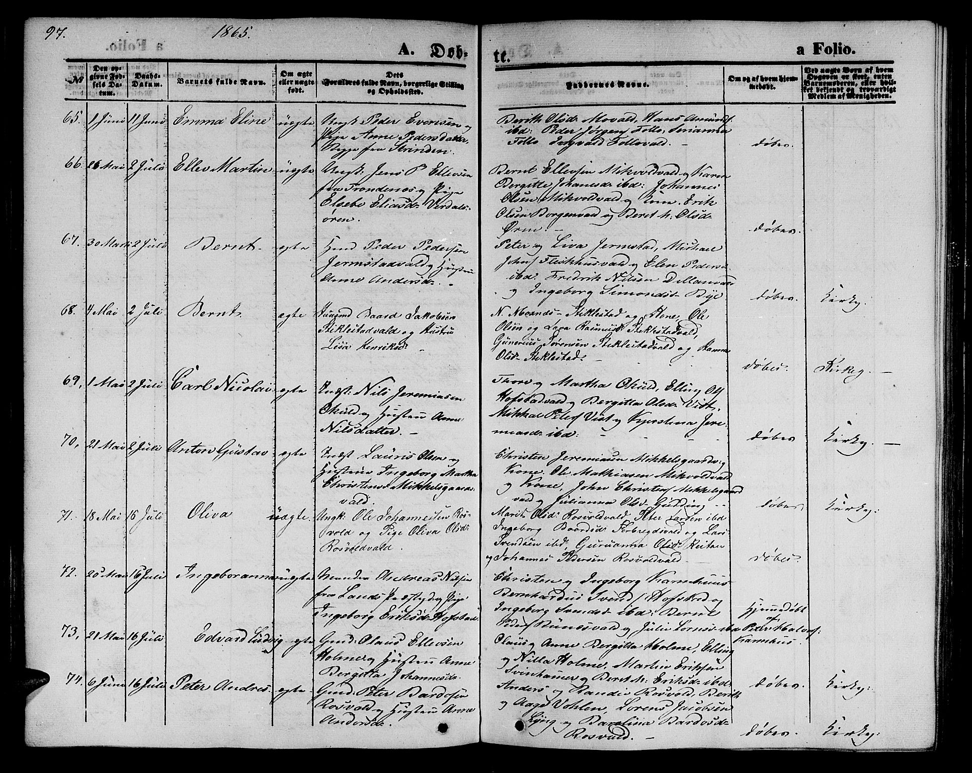 Ministerialprotokoller, klokkerbøker og fødselsregistre - Nord-Trøndelag, AV/SAT-A-1458/723/L0254: Parish register (copy) no. 723C02, 1858-1868, p. 97