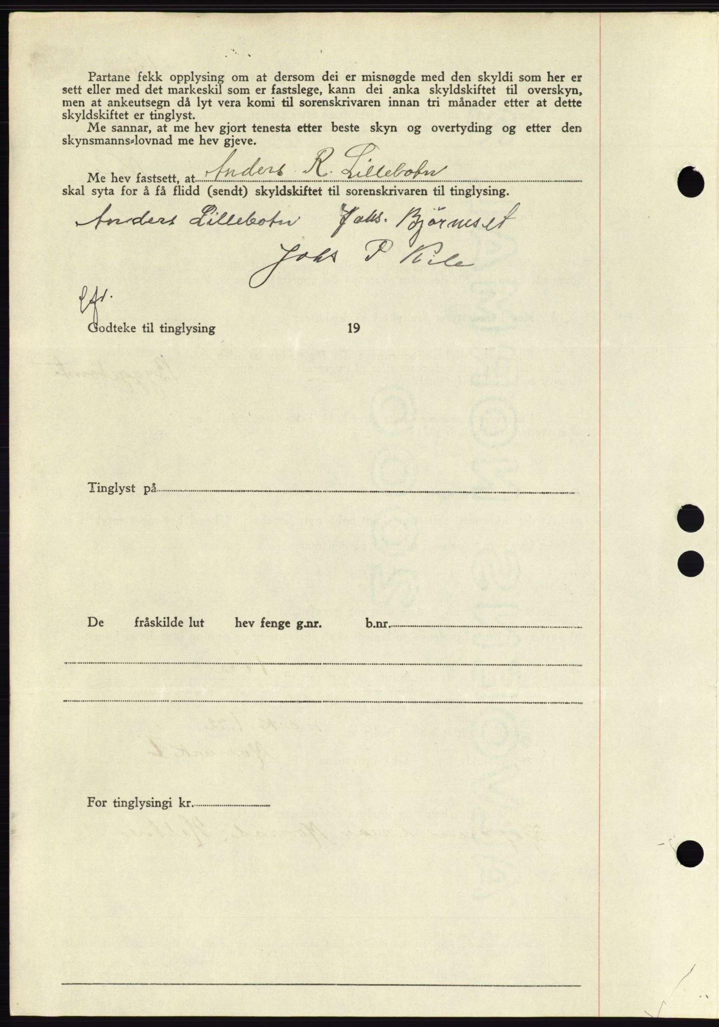 Søre Sunnmøre sorenskriveri, AV/SAT-A-4122/1/2/2C/L0076: Mortgage book no. 2A, 1943-1944, Diary no: : 436/1944