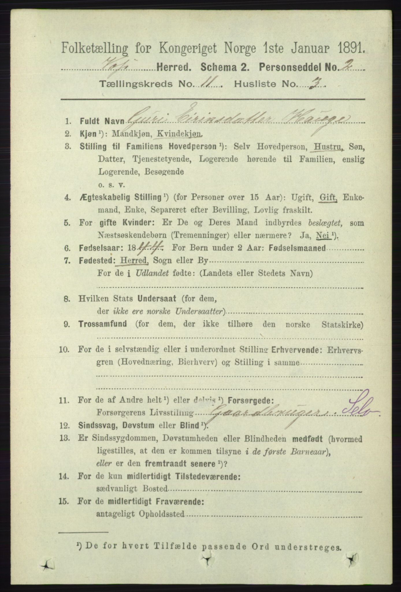 RA, 1891 census for 1235 Voss, 1891, p. 5844