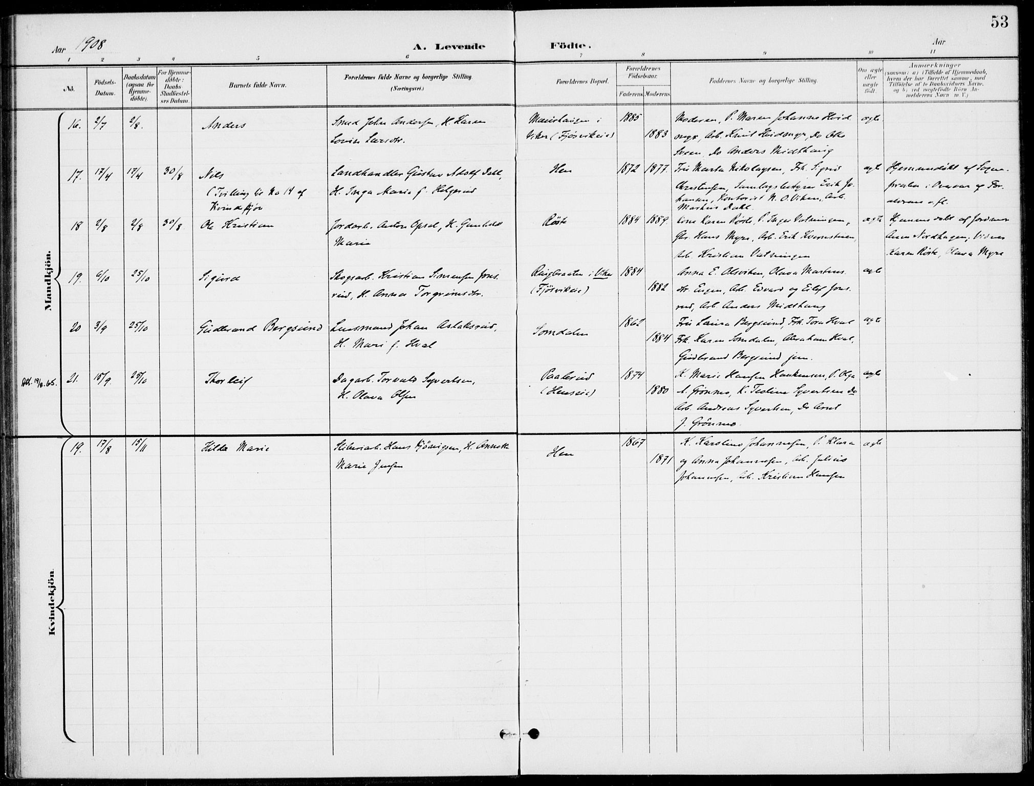 Ådal kirkebøker, AV/SAKO-A-248/F/Fb/L0002: Parish register (official) no. II 2, 1898-1917, p. 53