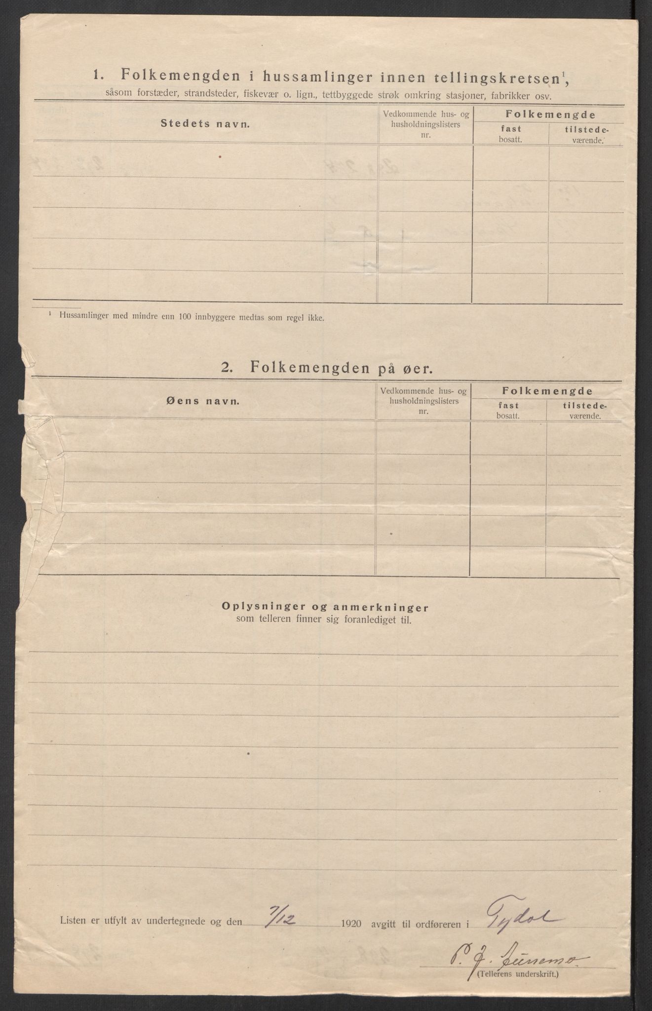 SAT, 1920 census for Tydal, 1920, p. 14