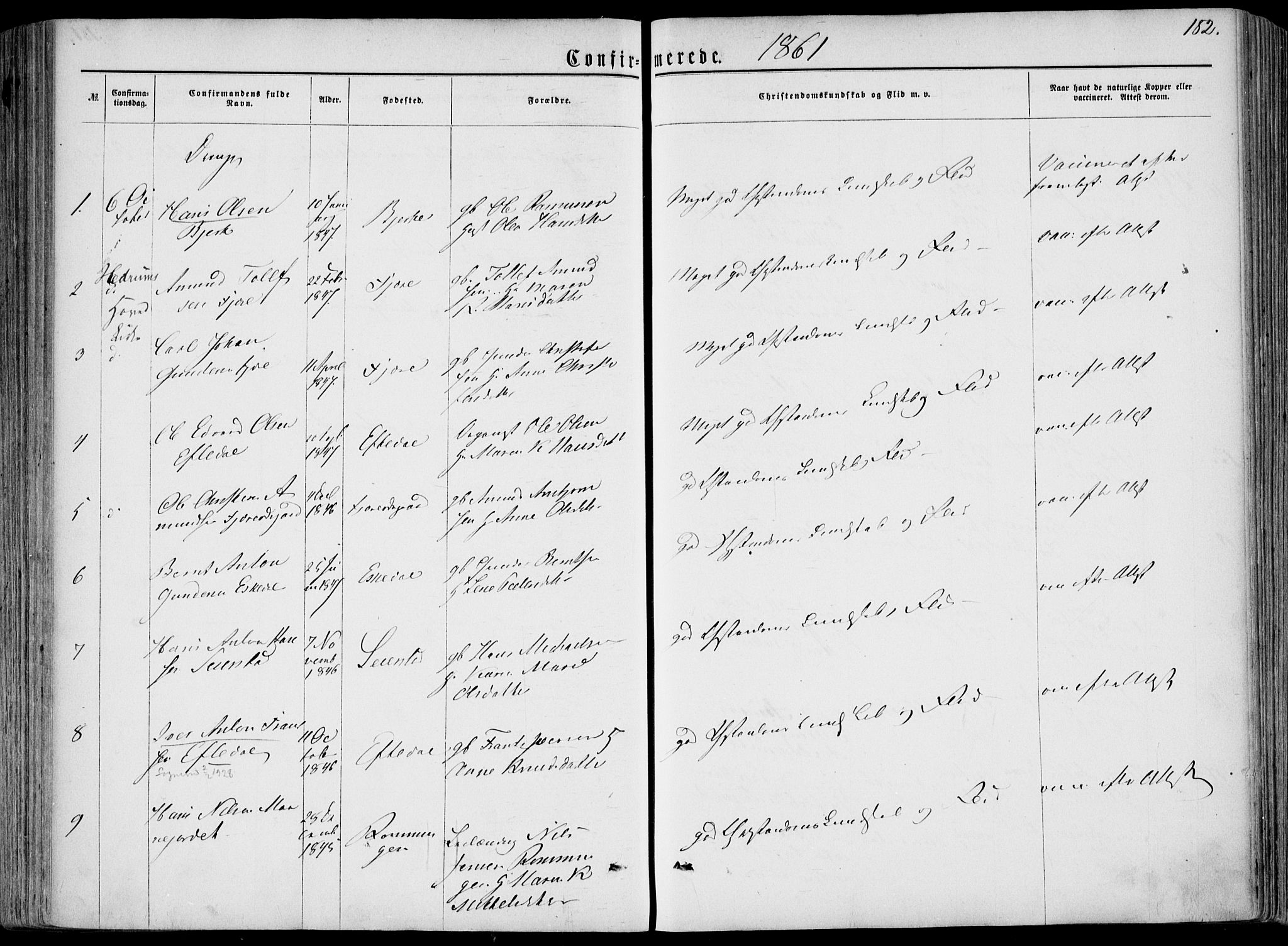 Hedrum kirkebøker, AV/SAKO-A-344/F/Fa/L0007: Parish register (official) no. I 7, 1857-1868, p. 182