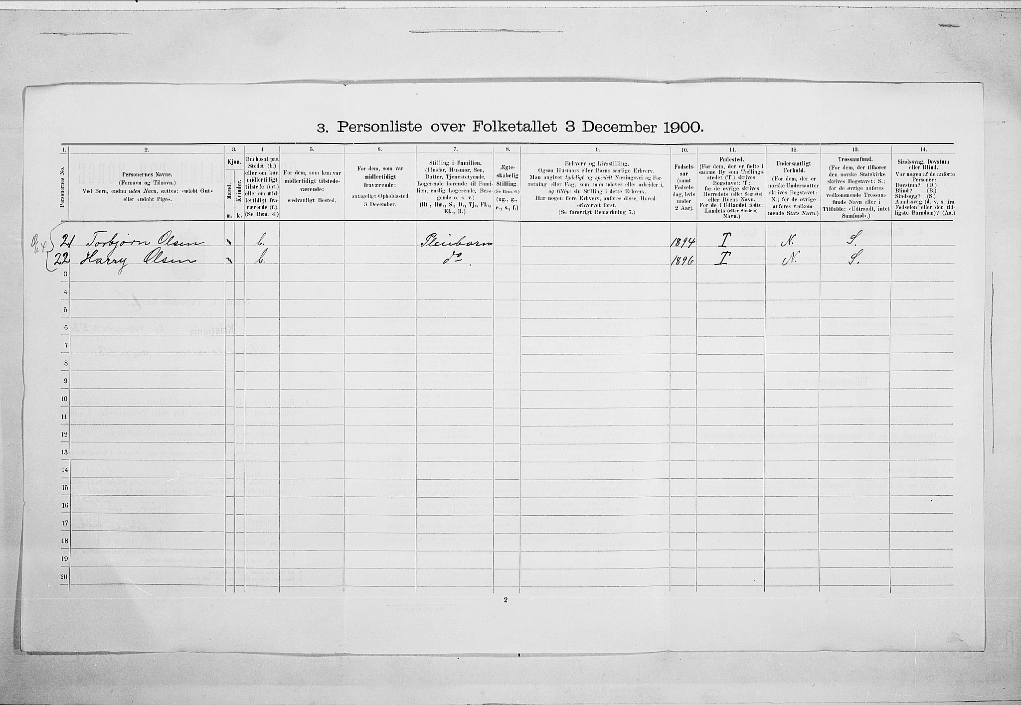 SAO, 1900 census for Kristiania, 1900, p. 107563