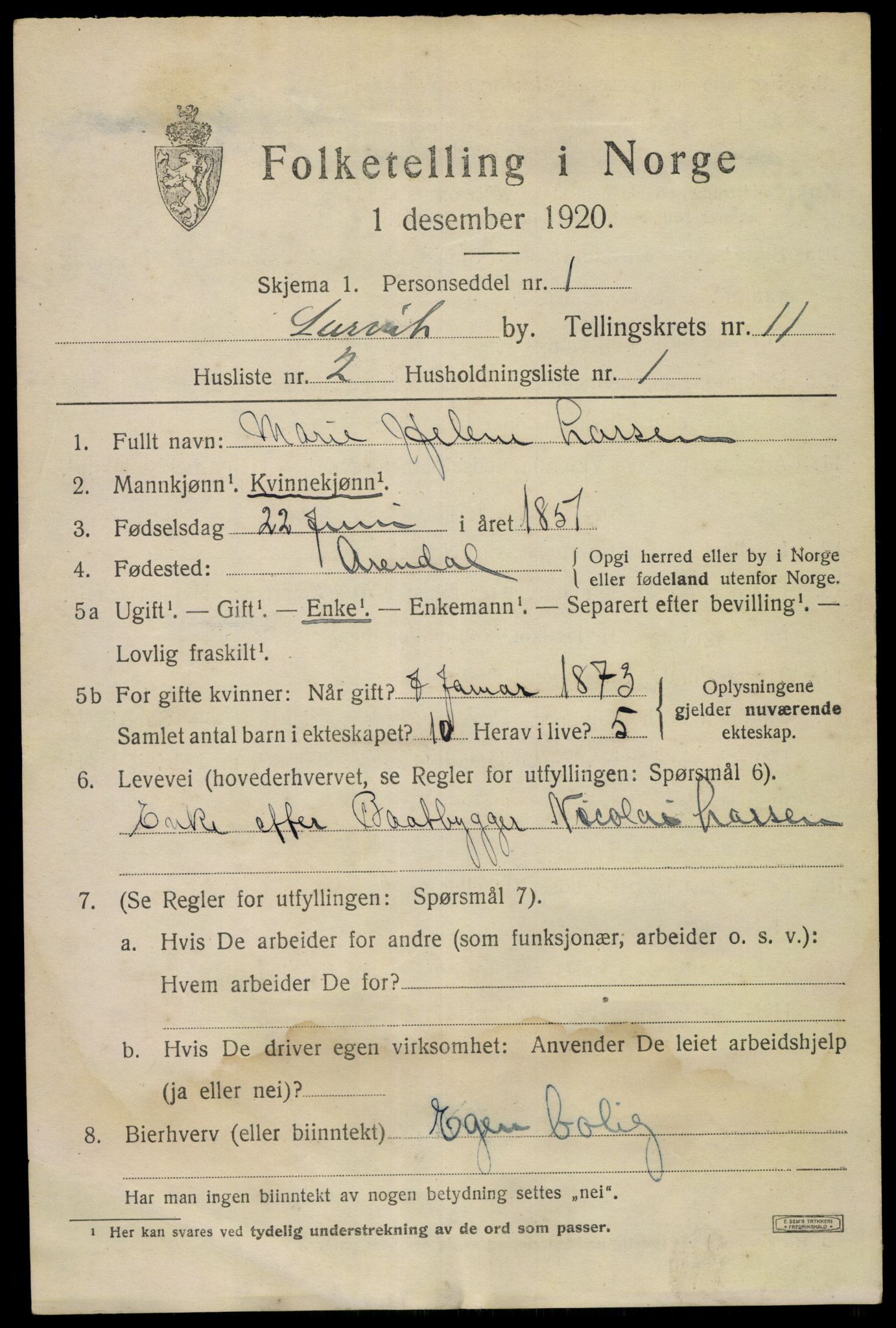 SAKO, 1920 census for Larvik, 1920, p. 28418