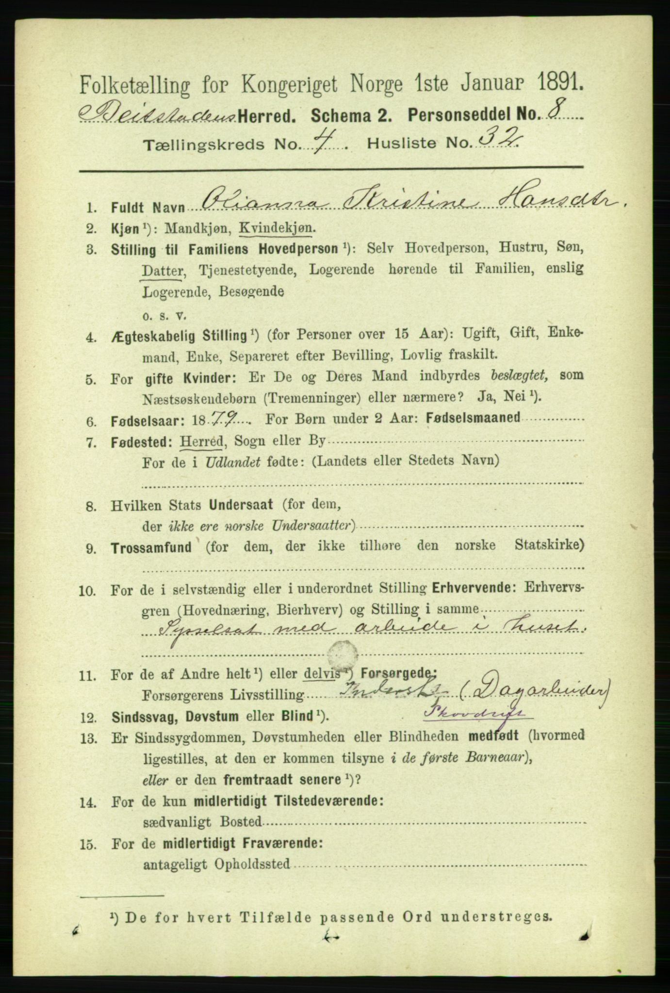 RA, 1891 census for 1727 Beitstad, 1891, p. 1196