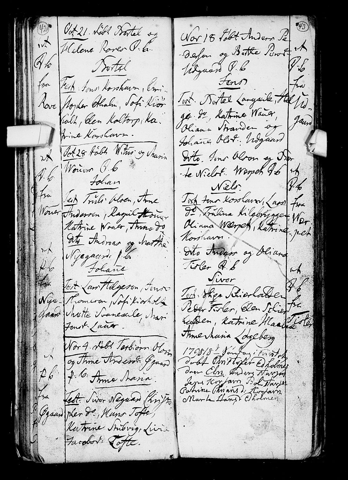 Hvaler prestekontor Kirkebøker, AV/SAO-A-2001/F/Fa/L0002: Parish register (official) no. I 2, 1749-1816, p. 42-43