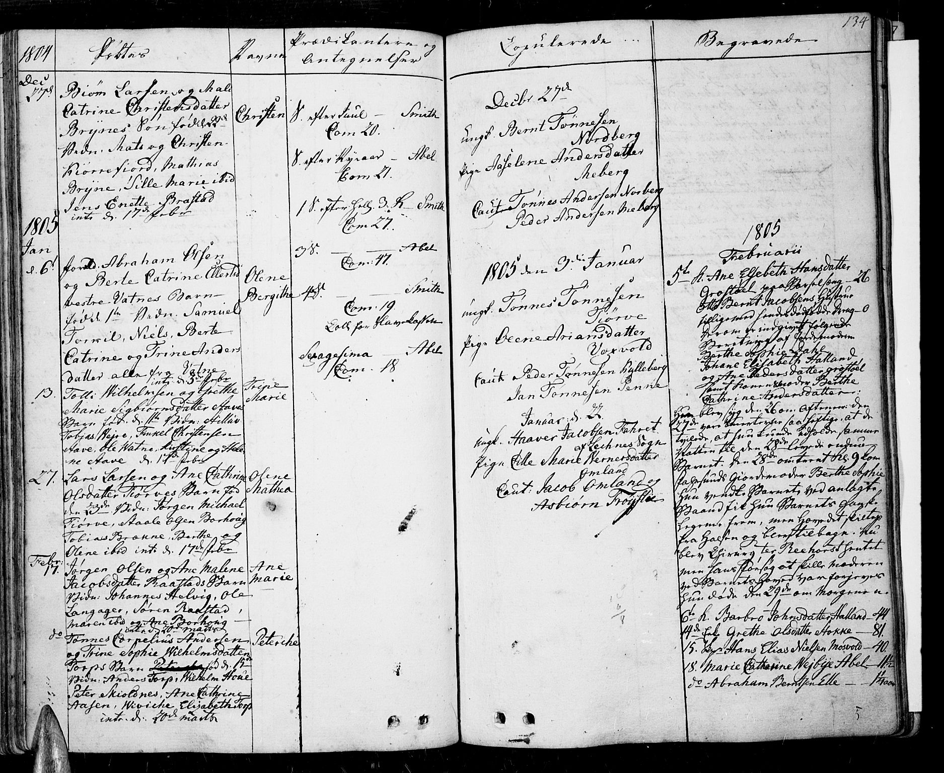 Lista sokneprestkontor, SAK/1111-0027/F/Fa/L0005: Parish register (official) no. A 5, 1795-1823, p. 134