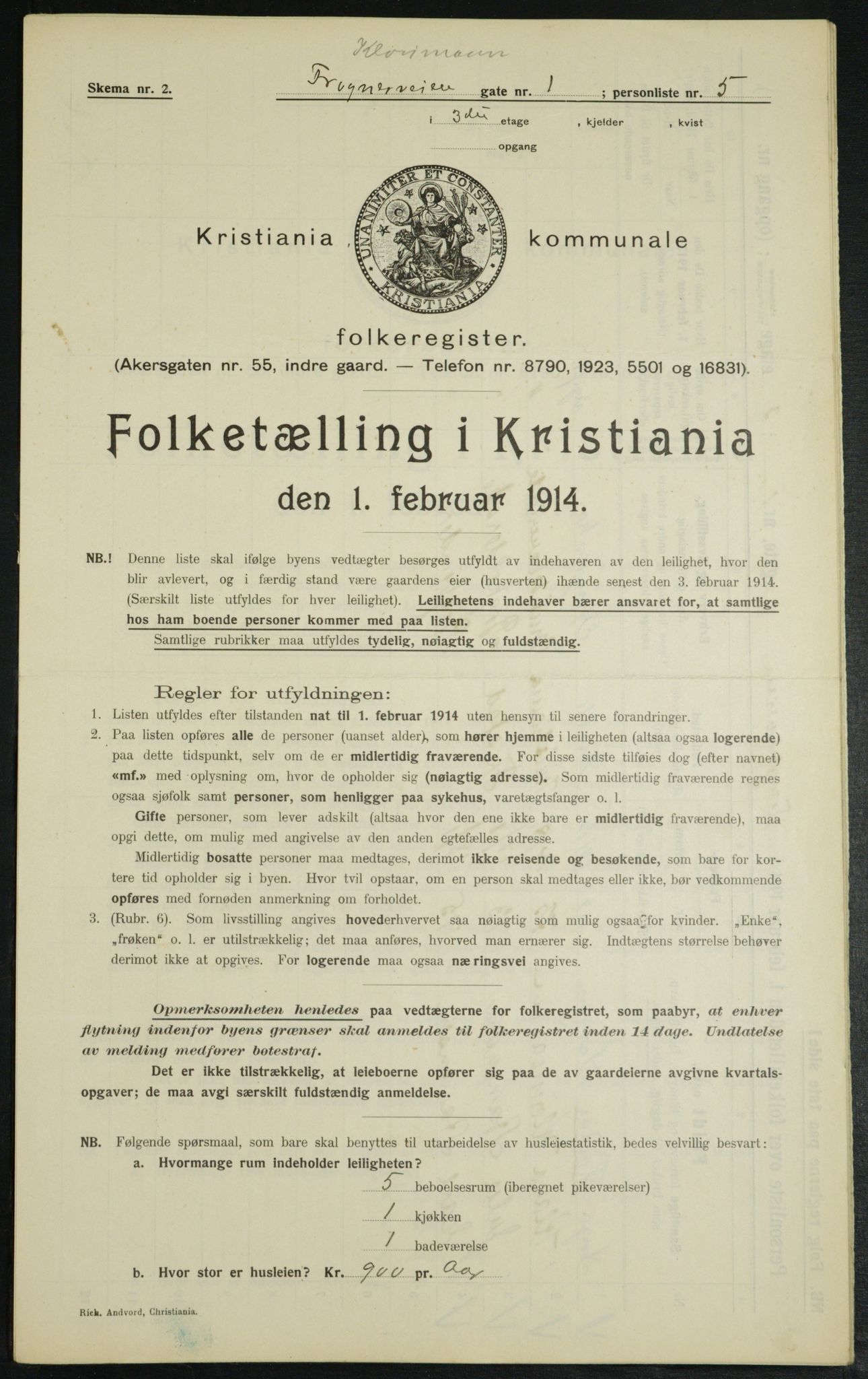 OBA, Municipal Census 1914 for Kristiania, 1914, p. 27281