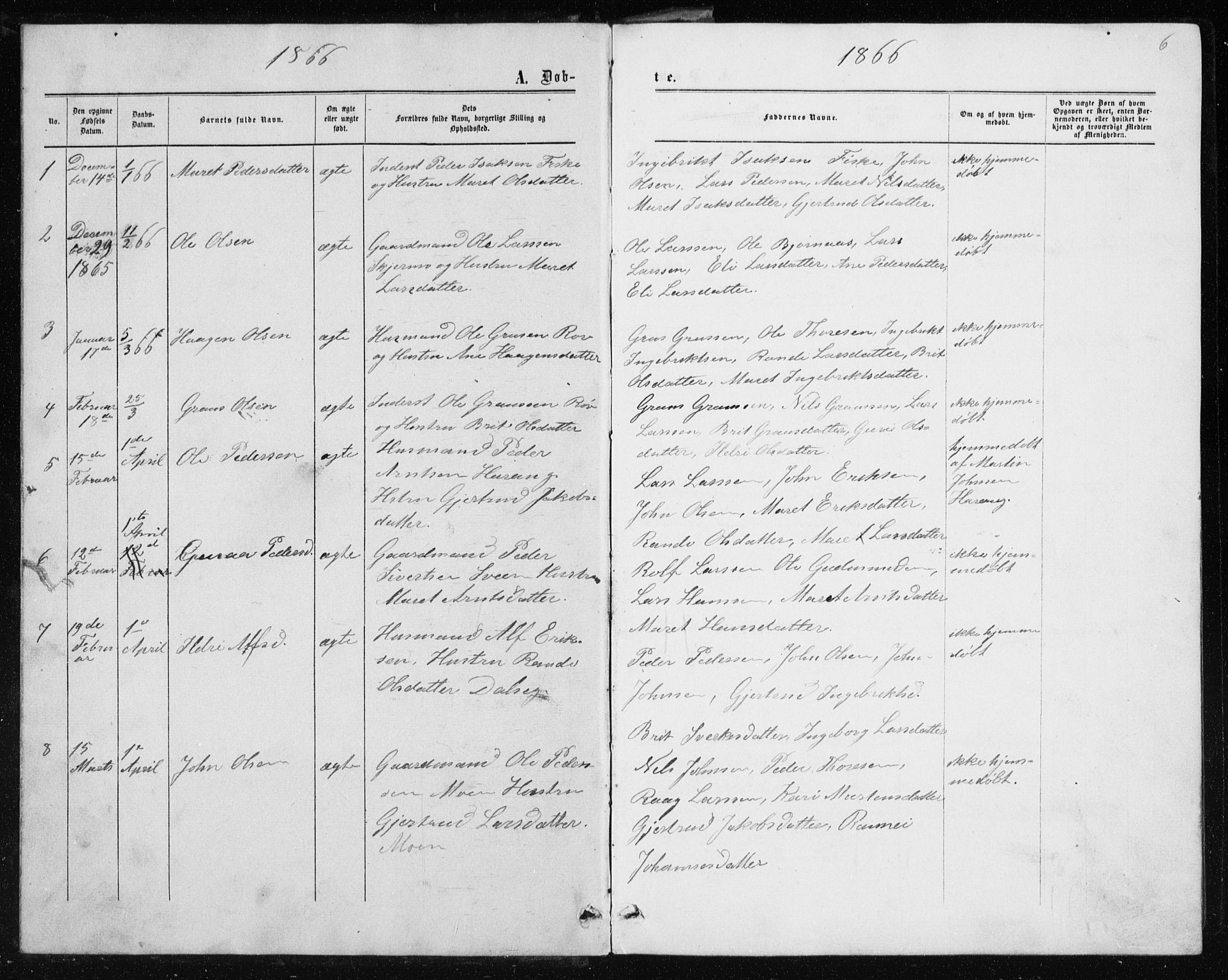 Ministerialprotokoller, klokkerbøker og fødselsregistre - Møre og Romsdal, SAT/A-1454/597/L1064: Parish register (copy) no. 597C01, 1866-1898, p. 6