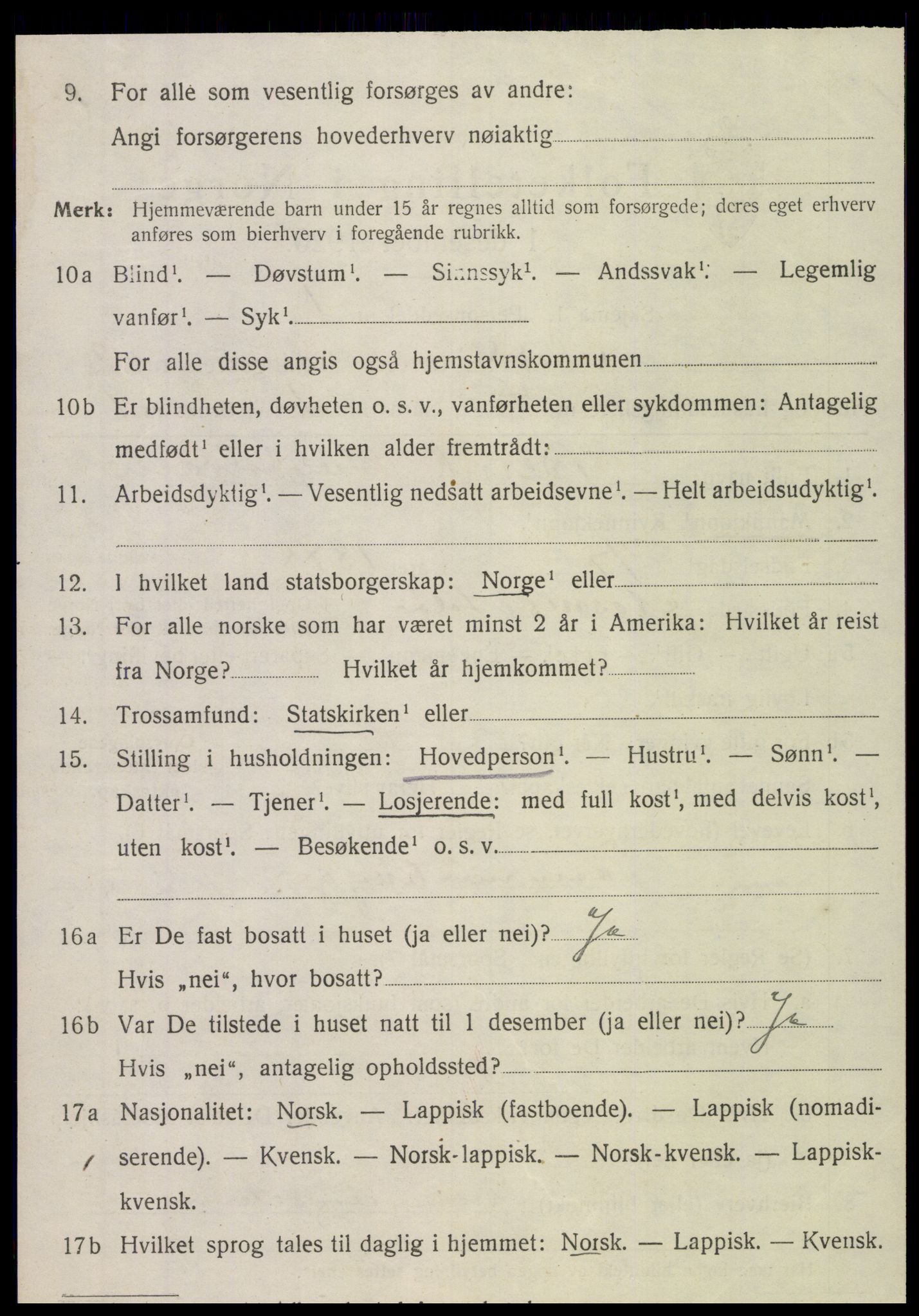 SAT, 1920 census for Nordli, 1920, p. 1406